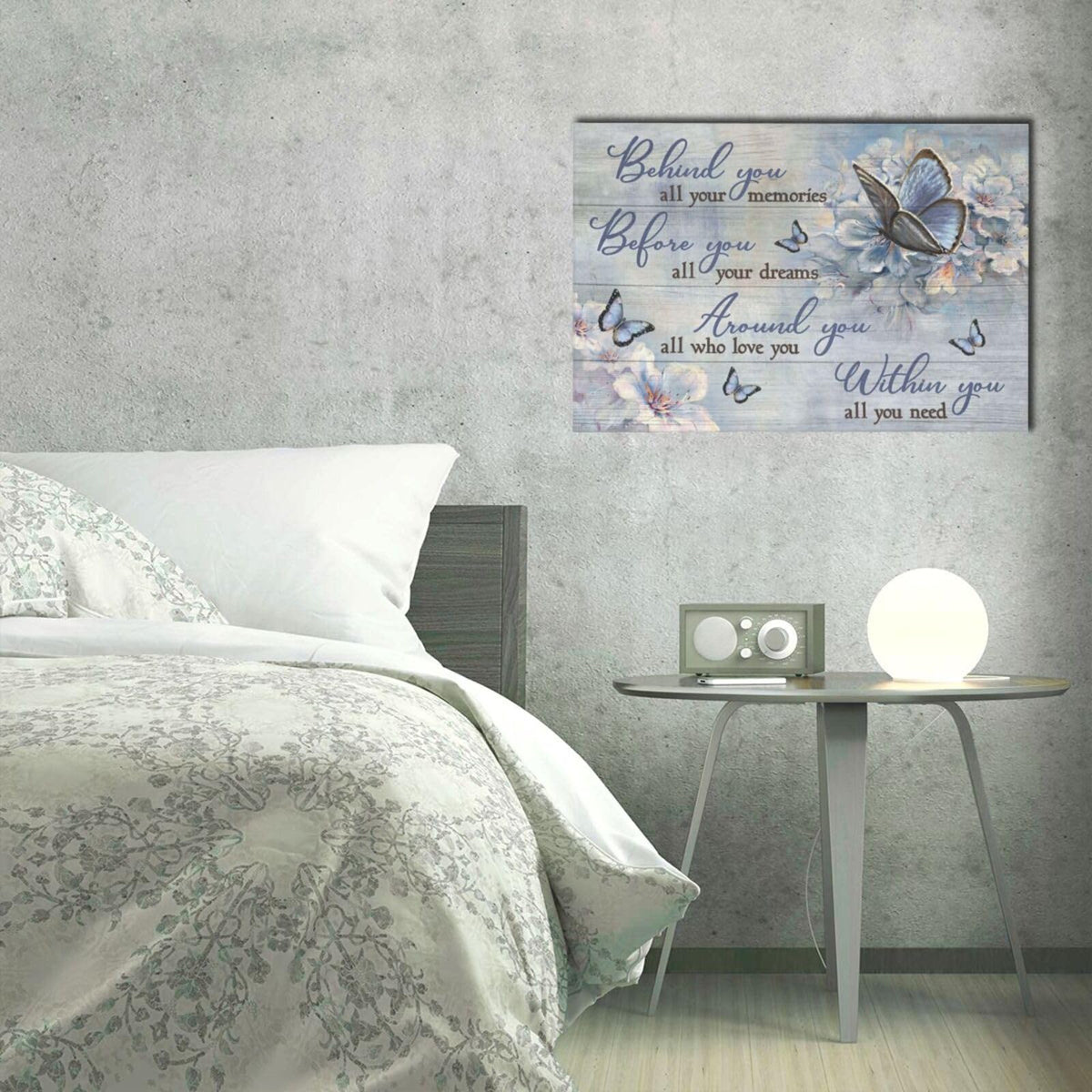 Butterfly Wall Art Purple Flower Pictures Wall Decor Farmhouse Rustic Floral Canvas Prints Motivational Quotes Painting Modern Artwork Home Decoration for Bathroom Bedroom Living Room 24"x16" (Purple Butterfly Flower / 24"L x 16"W)