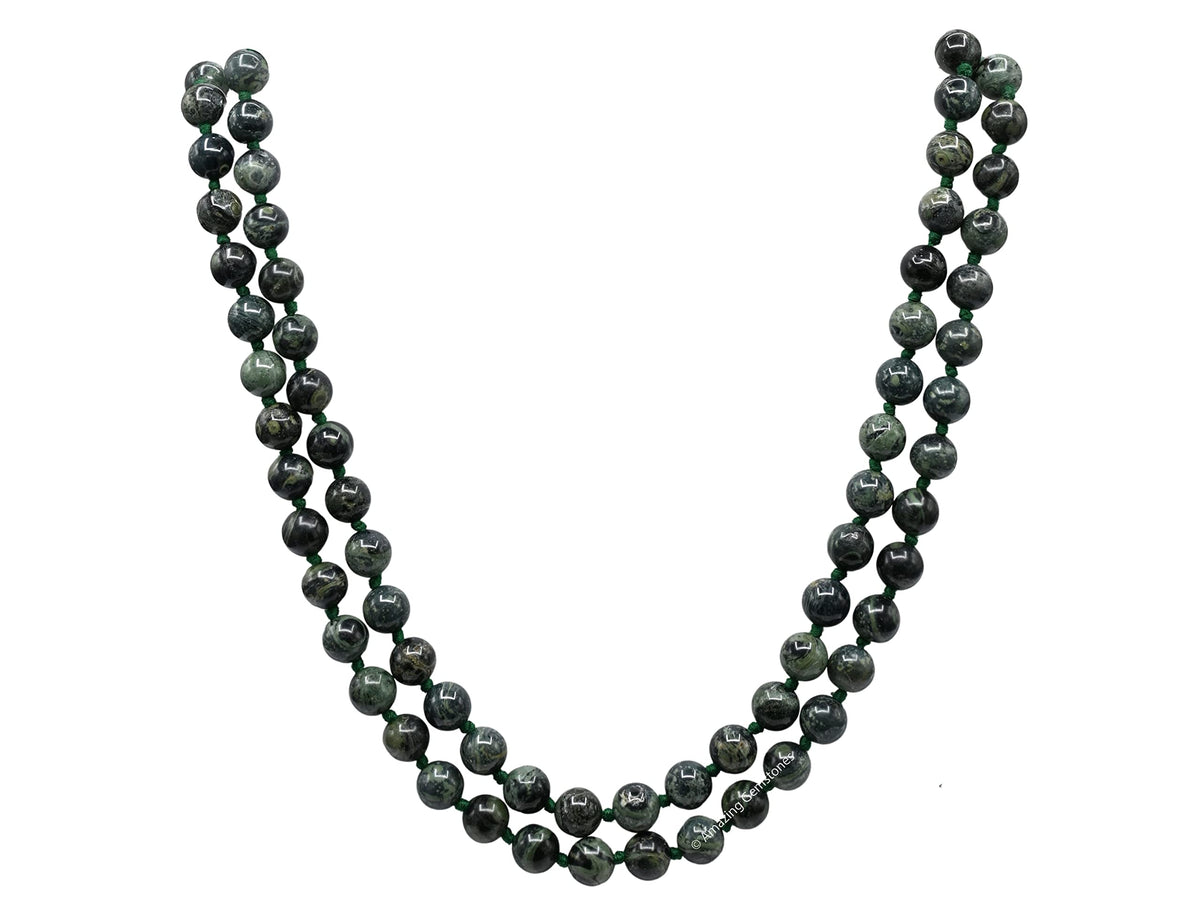 Kambaba Jasper Buddhist Prayer Beads Japa Mala with 108 Meditation Beads (Hand Knotted / Kambaba Jasper)