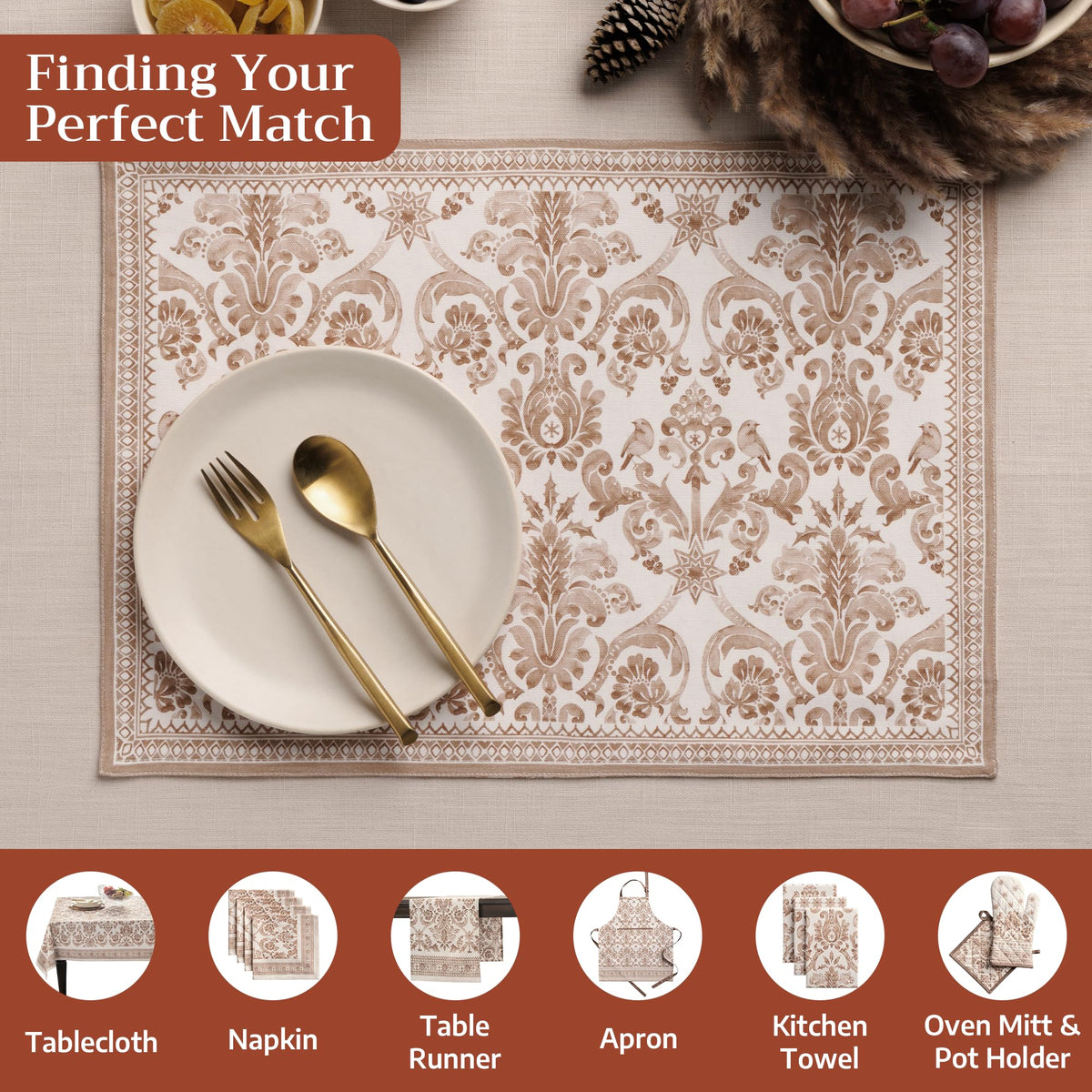 Placemats Set of 4 Reusable 100% Cotton (132 - Allure / 13" X 19" (Pack of 4))