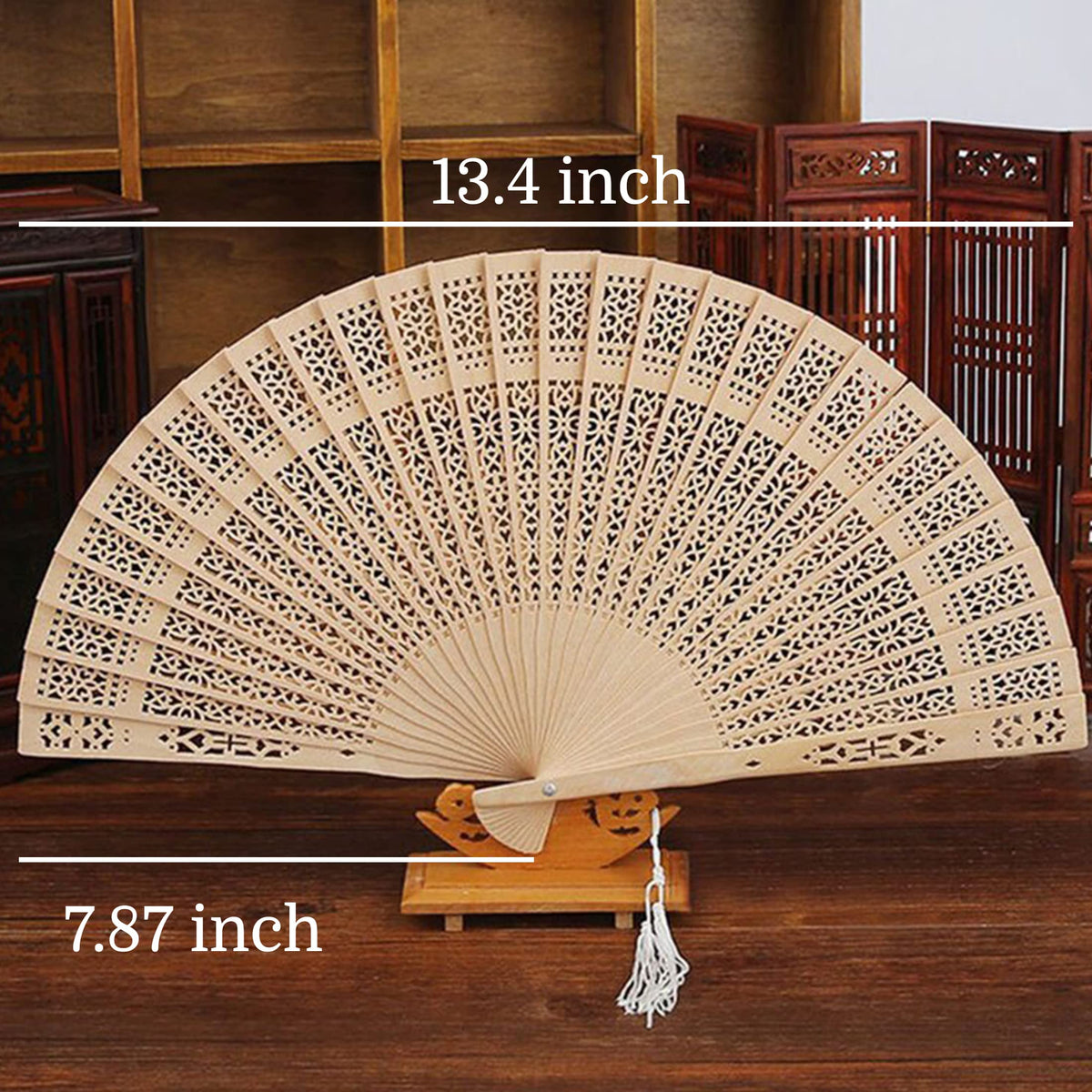 Sandalwood Hand Fans Foldable 50 Pcs with Organza Bags Wedding Favor (Generic-50pcs With Organza Bags)