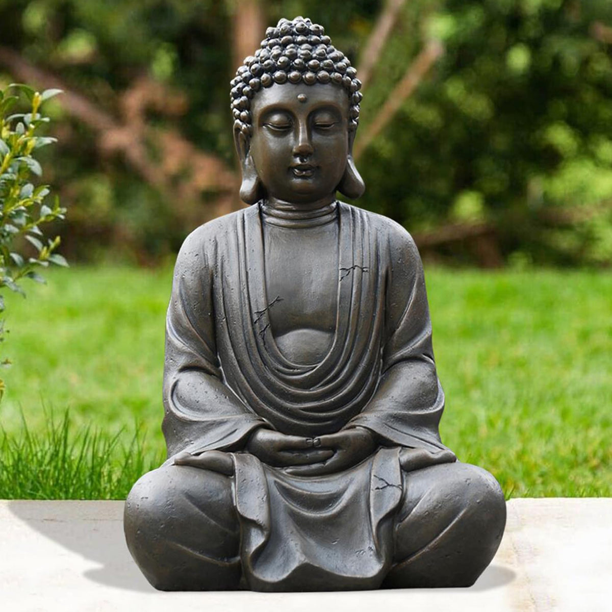 11.4" Meditating Buddha Statue Home Decor (Antique Bronze - 11.4 Inch)