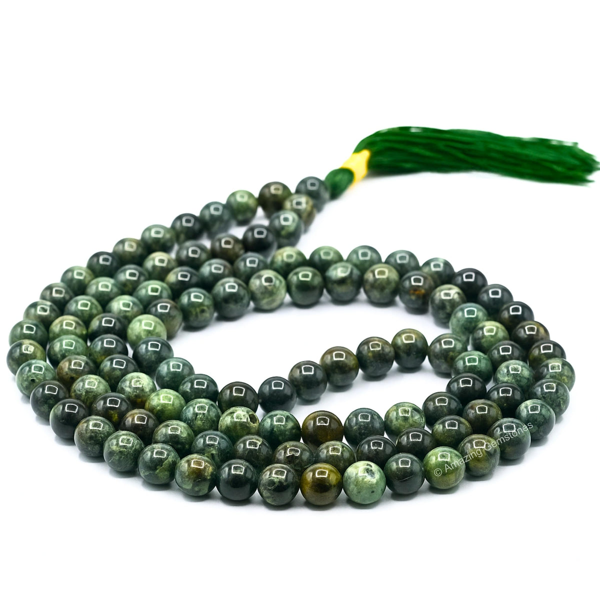 Kambaba Jasper Buddhist Prayer Beads Japa Mala with 108 Meditation Beads (Without Knots / Kambaba Jasper)