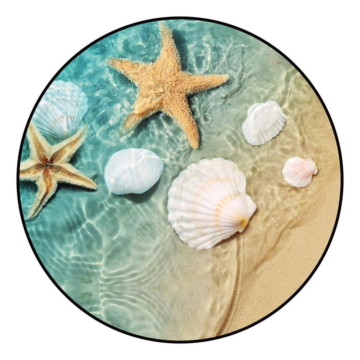 Round Area Rugs 3 FT Washable Non Slip Circle Rug (Beach Shells / 3' (Round))