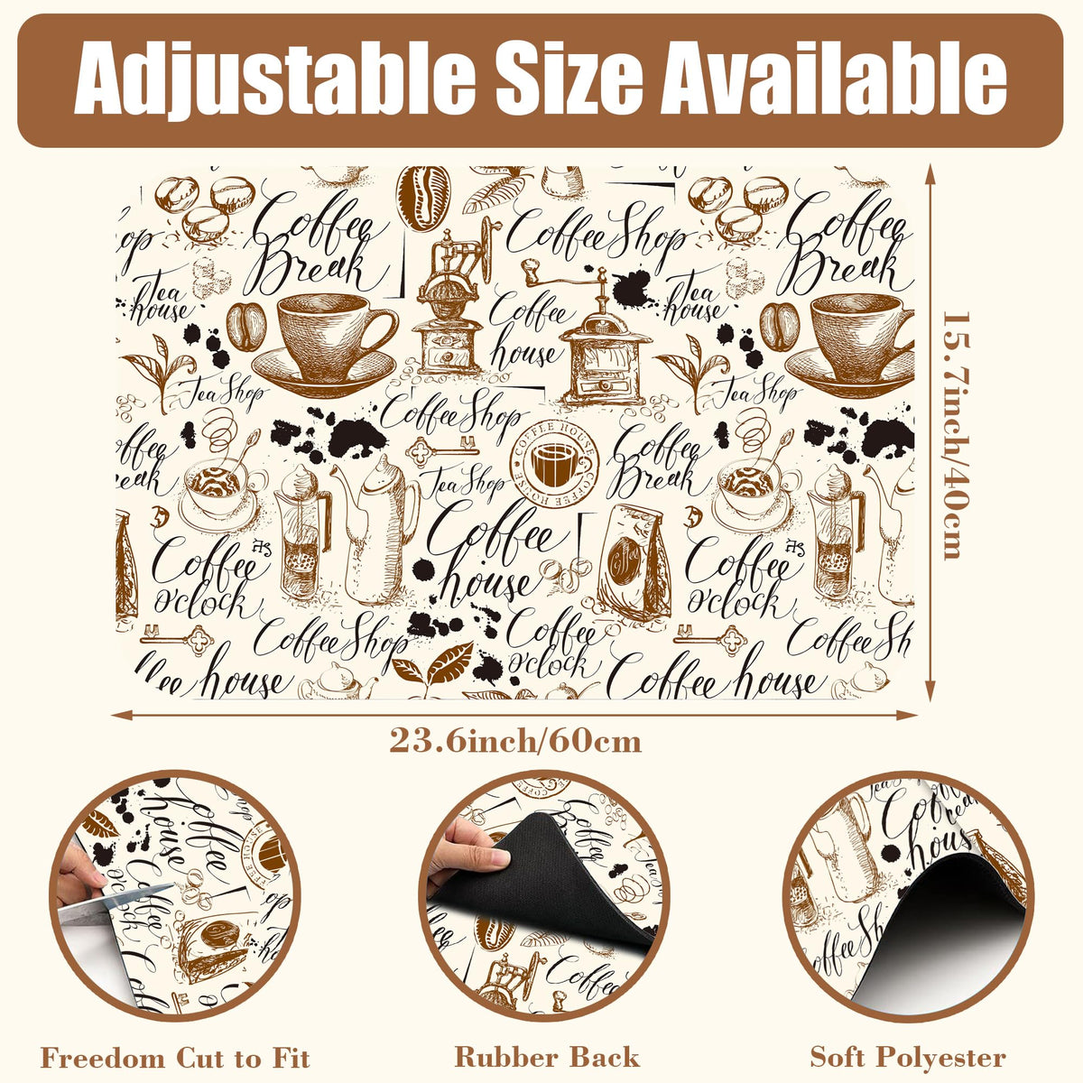 Dish Drying Mat Coffee House Coffee Bar Mat for Countertop Absorbent Rubber Backed Hide Stain Dish Drainer Rack Pad Espresso Machine Cafe Table Dining Room Decoration 15.7 x 23.6 Inch (15.7" x 23.6")