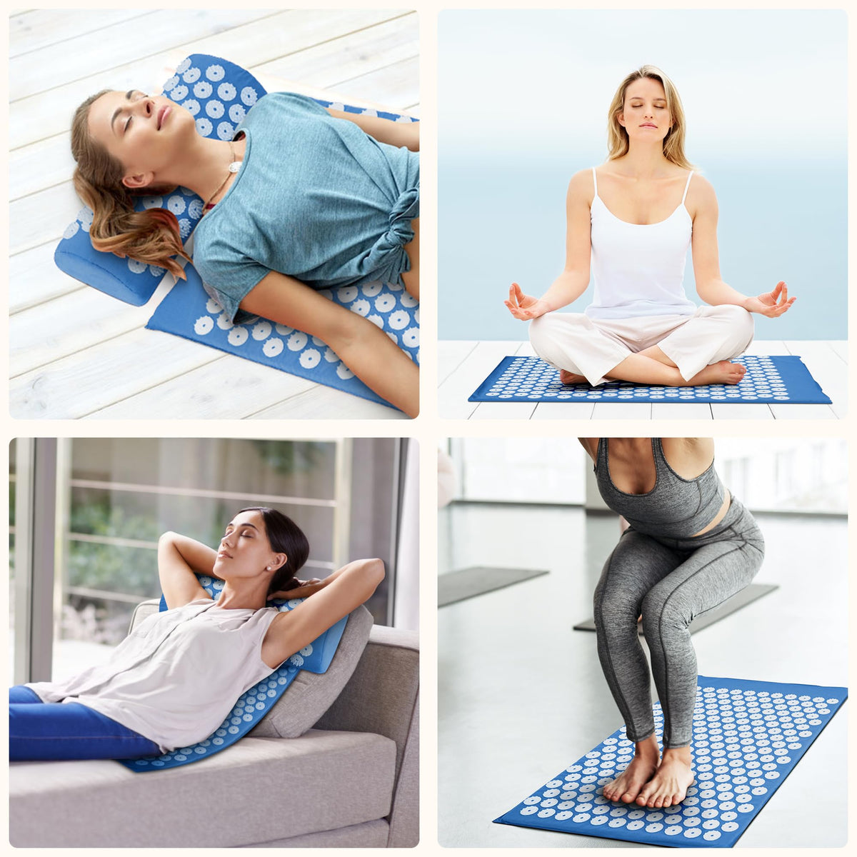 Acupressure Mat and Pillow Set for Back (Aqua Blue)
