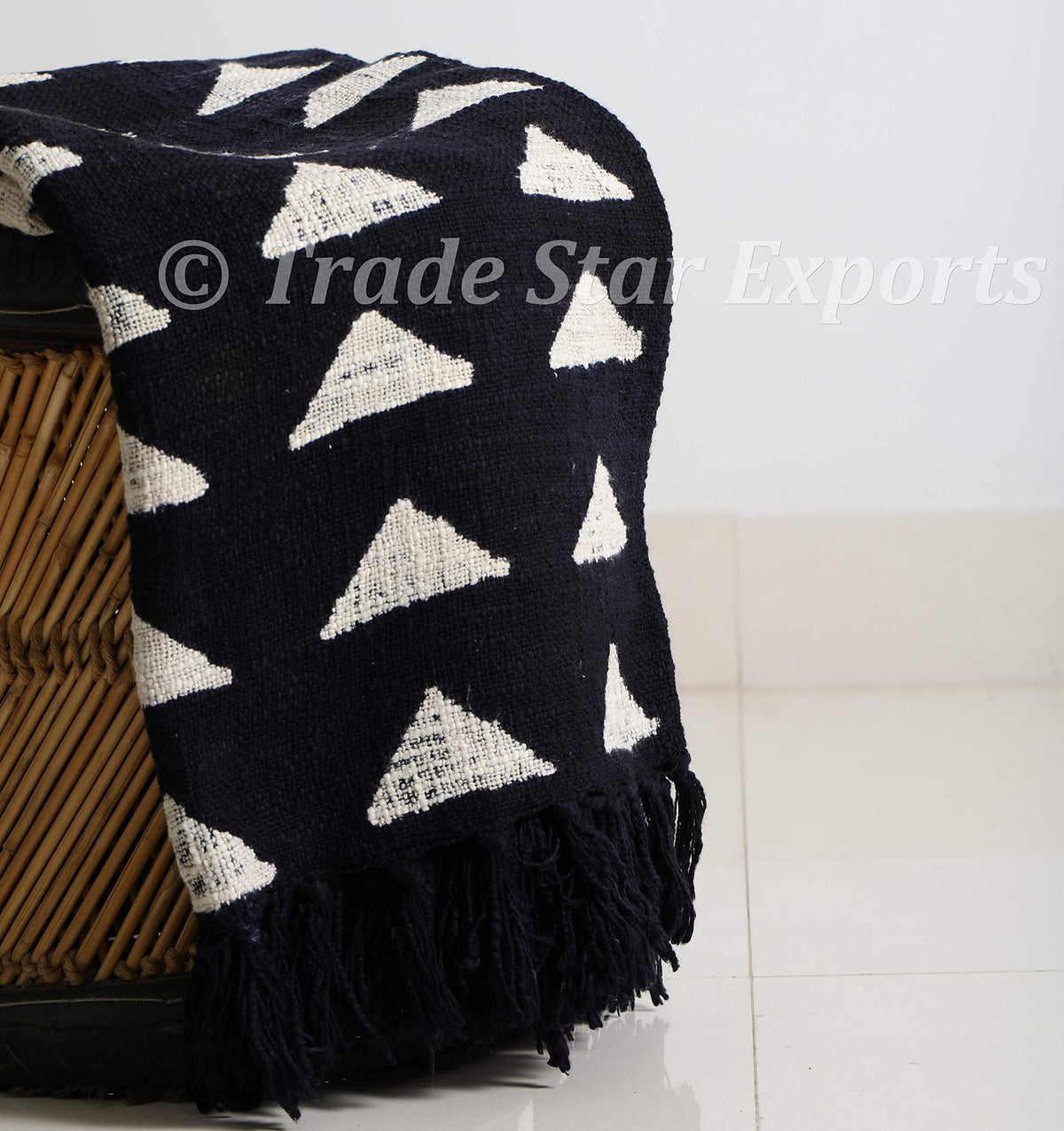 Handmade Mudcloth Print Throw (Black / Maple (120 x 170 Cms))