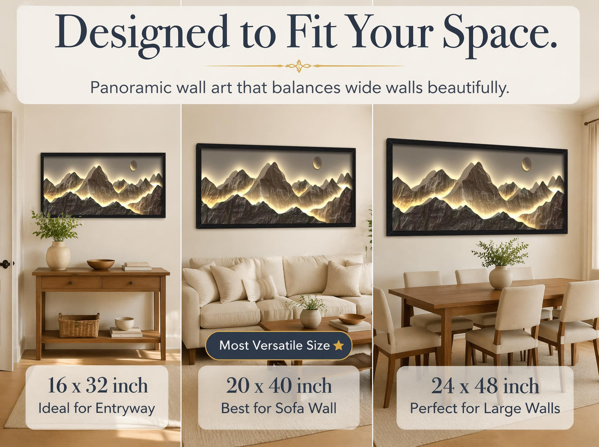 Large Framed Modern Mountain Wall Art Abstract Landscape Canvas Wall Decor (Mountain / 32"L x 16"W)