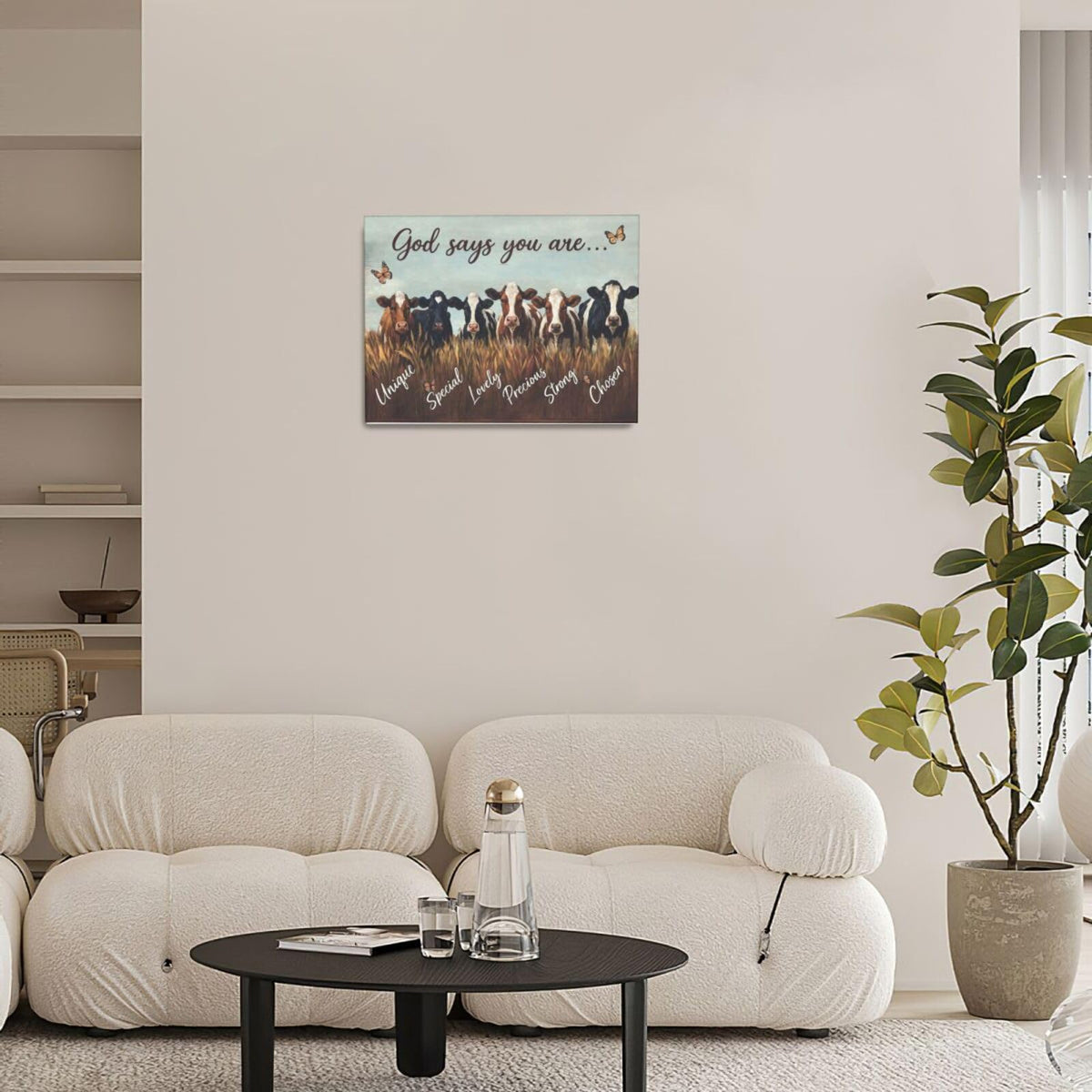 Farmhouse Cow Wall Art Rustic Canvas Wall Decor Country Pictures Paintings Prints Farm Animal Artwork Framed Cattle Decorations For Bathroom Bedroom Living Room Gifts 16" x 12" (Farm Cow / 16"L x 12"W)
