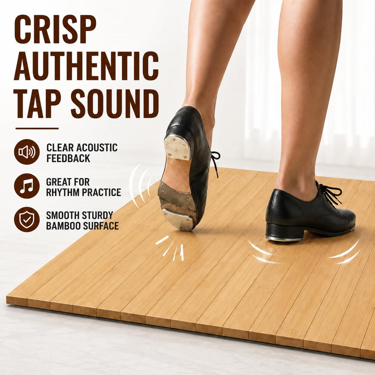4x3.2 Ft Tap Dance Floor Tap Board for Tap Dancing Foldable Bamboo (wood tone)