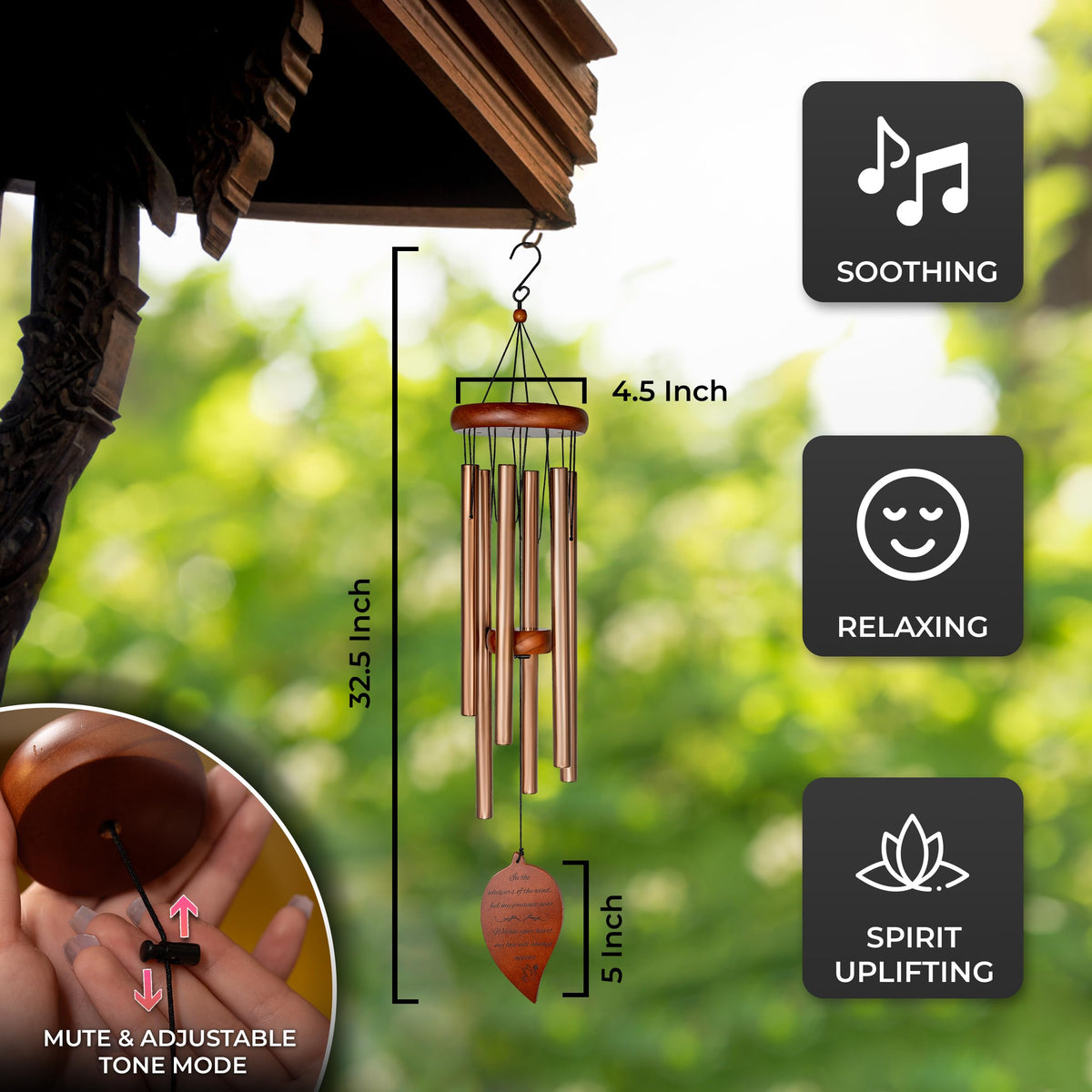 Best Memorial Wind Chimes for Outside (Rose Gold)