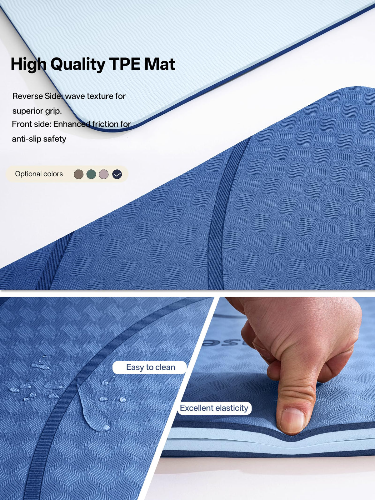 Large Yoga Mat 73x35.5x0.4" (Blue/sky blue)