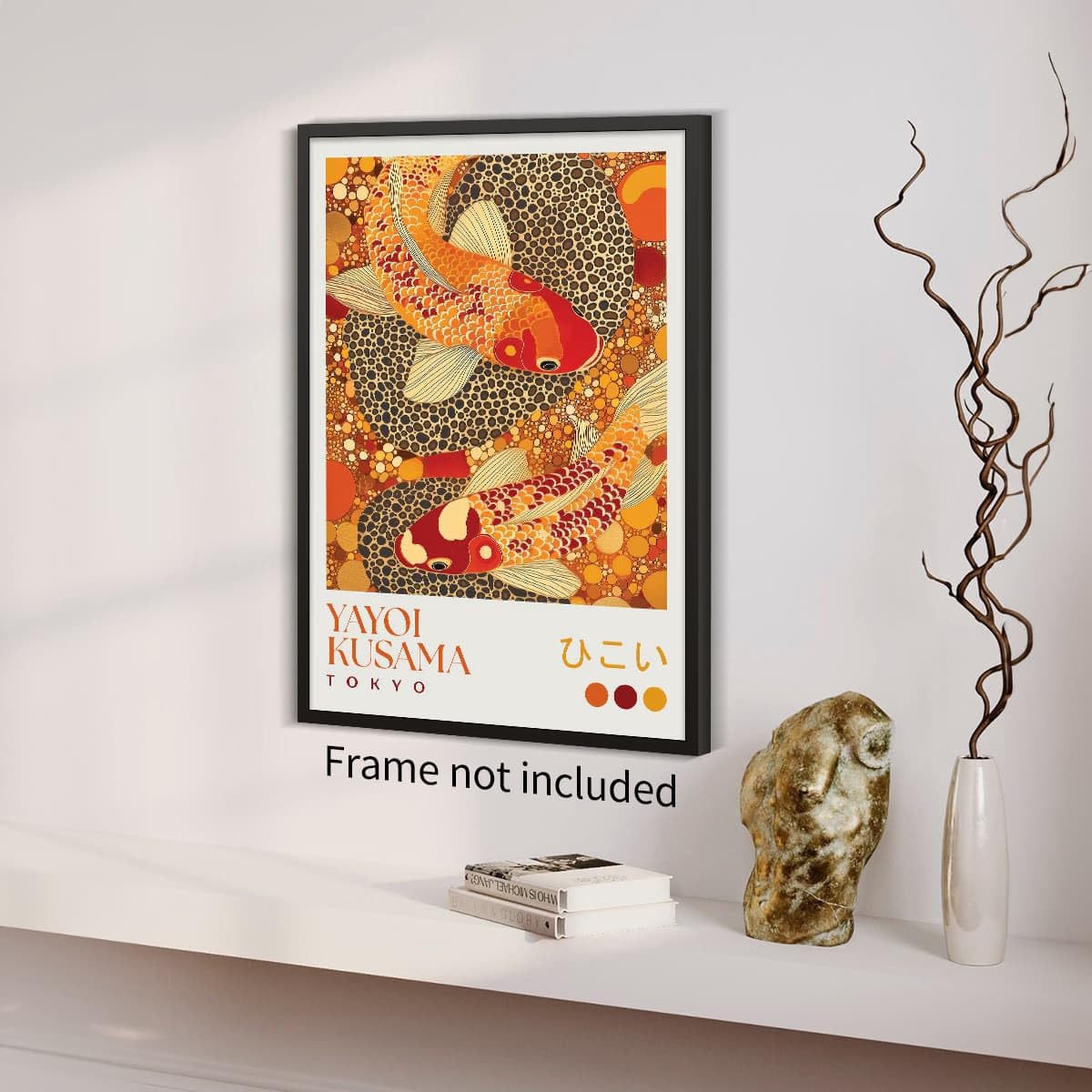 Yayoi. Kusama Canvas Wall Art Vintage Koi Fish Posters Japanese Home Decor Dot Picture Prints 8x10 inch Unframed Colorful Fish Painting for Asian Bedroom Bathroom Living Room Hallway (Unframed / Japanese Art 010 / 10"L x 8"W)