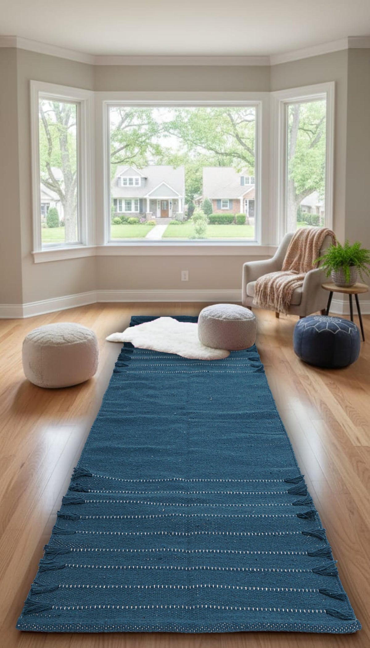 Indian Handmade 100% Organic Cotton Yoga Mat (Blue)