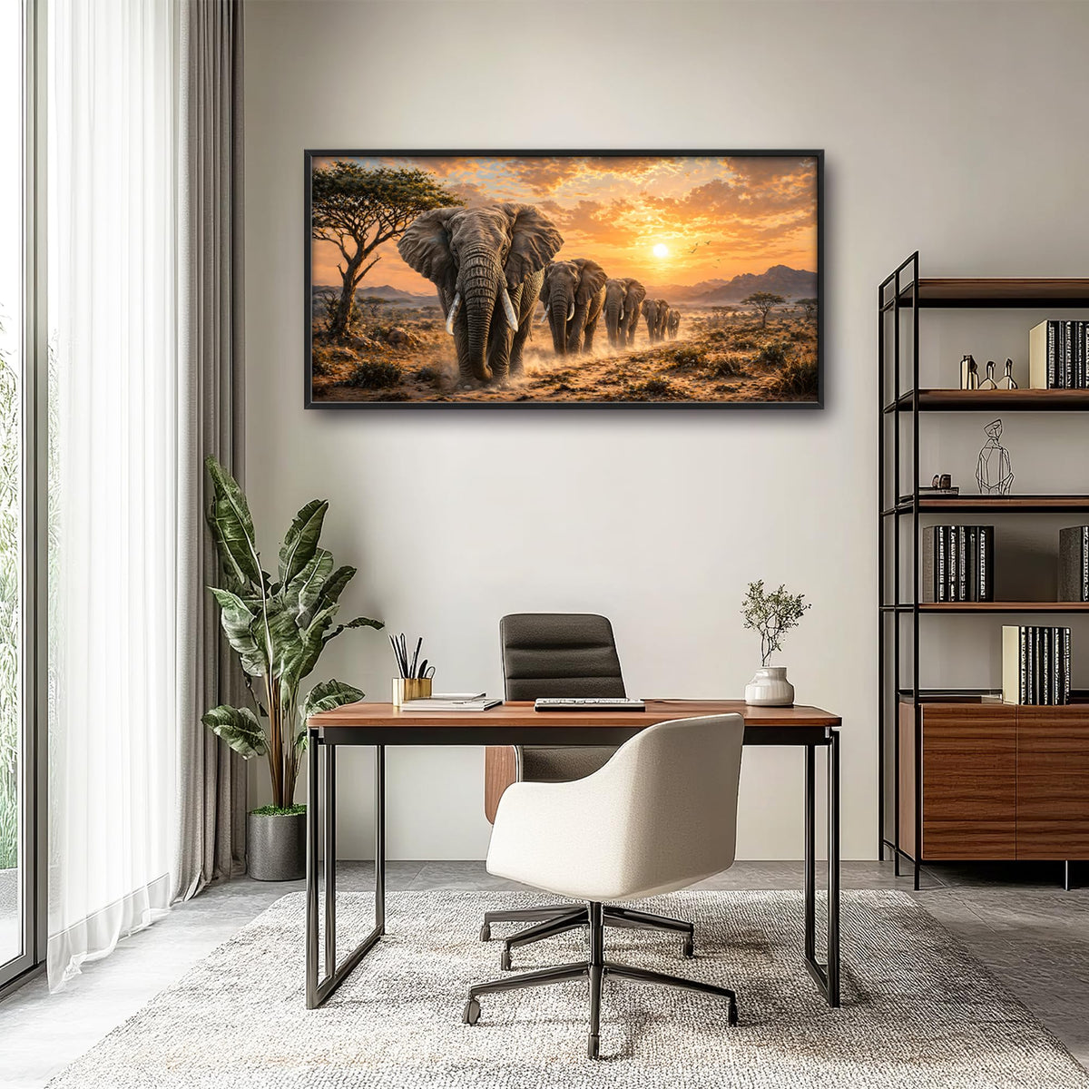 African Elephant Herd Large Wall Art (elephant / 60"L x 30"W)