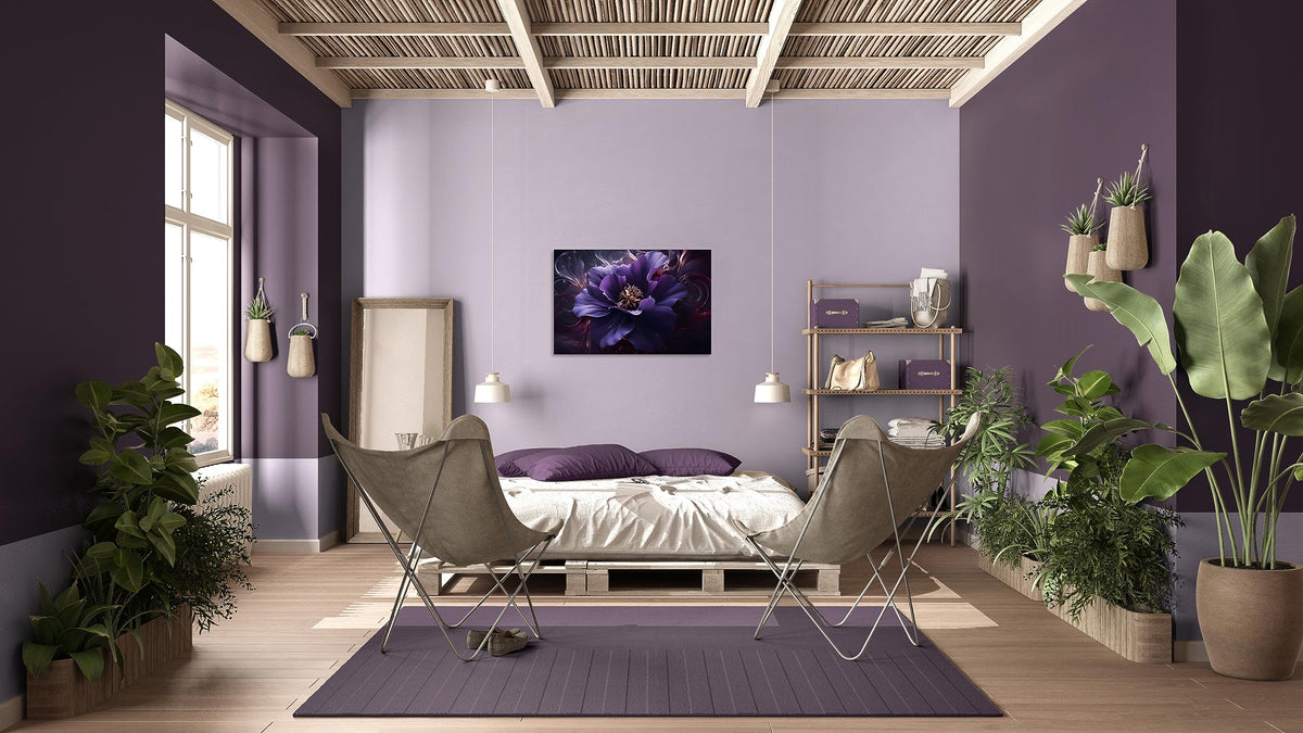 1 Panel Purple Picture Wall Art Purple Canvas Wall Art Flower Pictures Abstract Flower Print on Canvas Flowers Art for Bedroom Home Decor Living Room Stretched and Framed 24x36 inch (36"L x 24"W / Purple Flower 6)