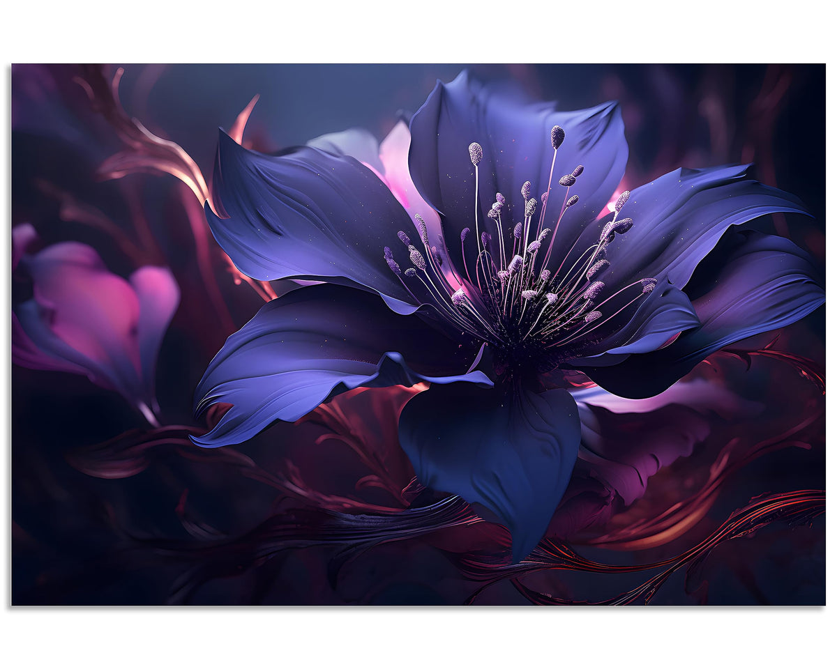 1 Pcs Purple Picture Purple Canvas Purple Pictures for Bedroom Wall Purple Flower with Swirls Print on Canvas Purple Flower Canvas for Home Decor Living Room Stretched and Framed 12x18 inch (18"L x 12"W / Purple Flower 3)