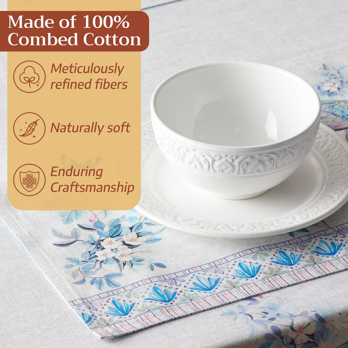 Placemats Set of 4 Reusable 100% Combed Cotton (019 - Peacock Utopia - Orginal / 13" X 19" (Pack of 4))