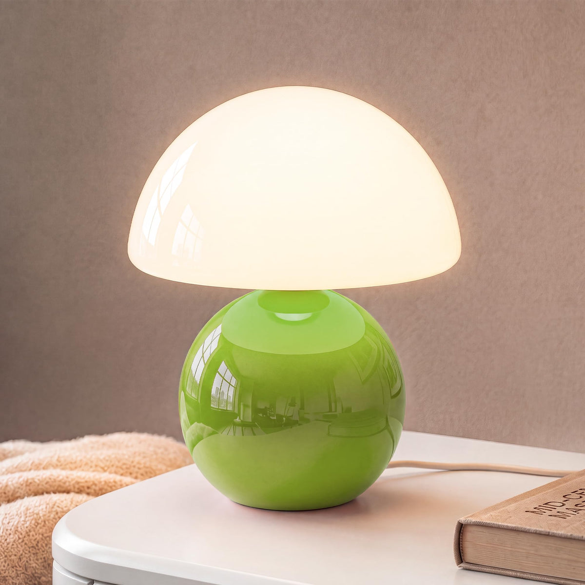 Mushroom Lamp Table Lamp for Bedroom (Green)