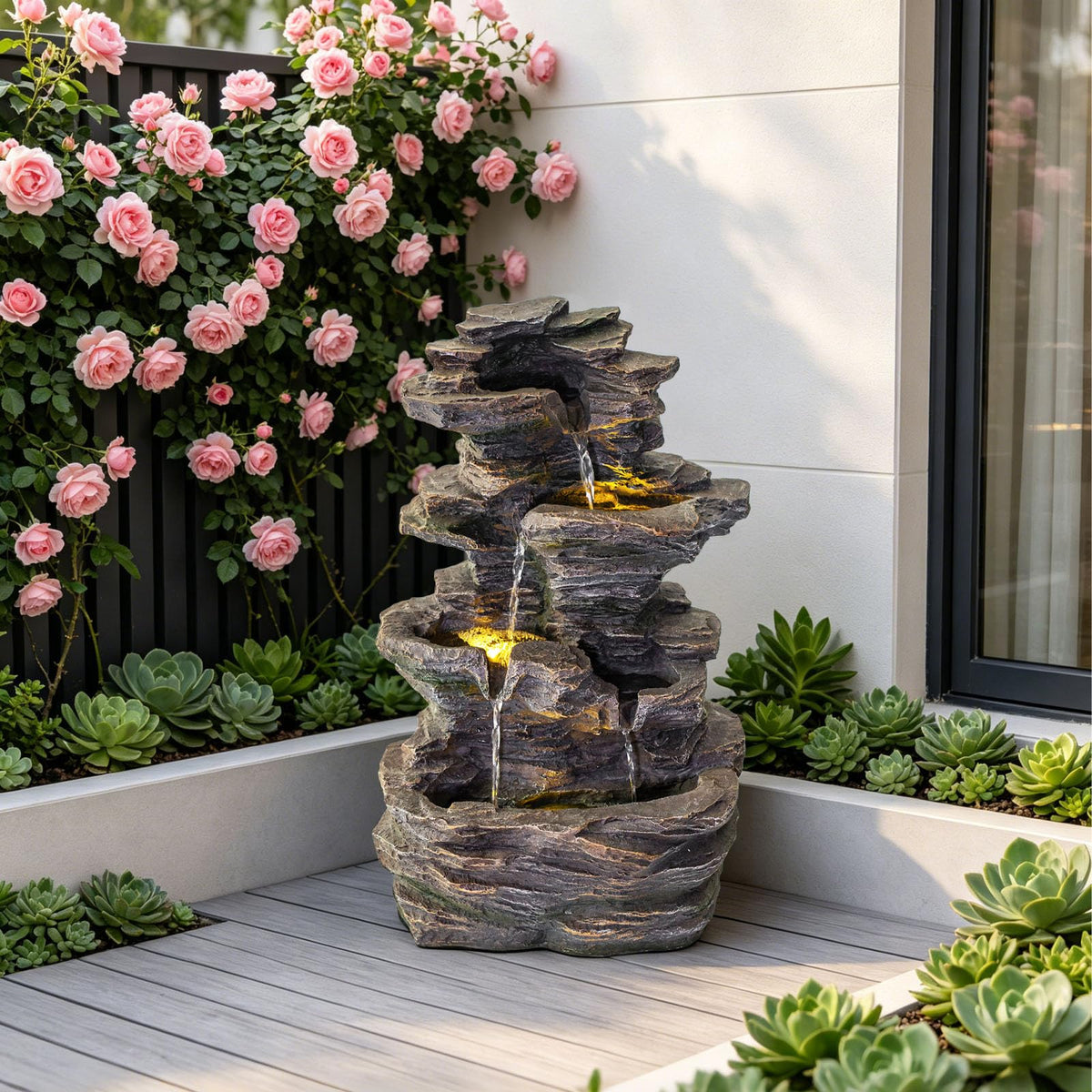 18.7" Outdoor Water Fountain (18.7" Rock Stack)
