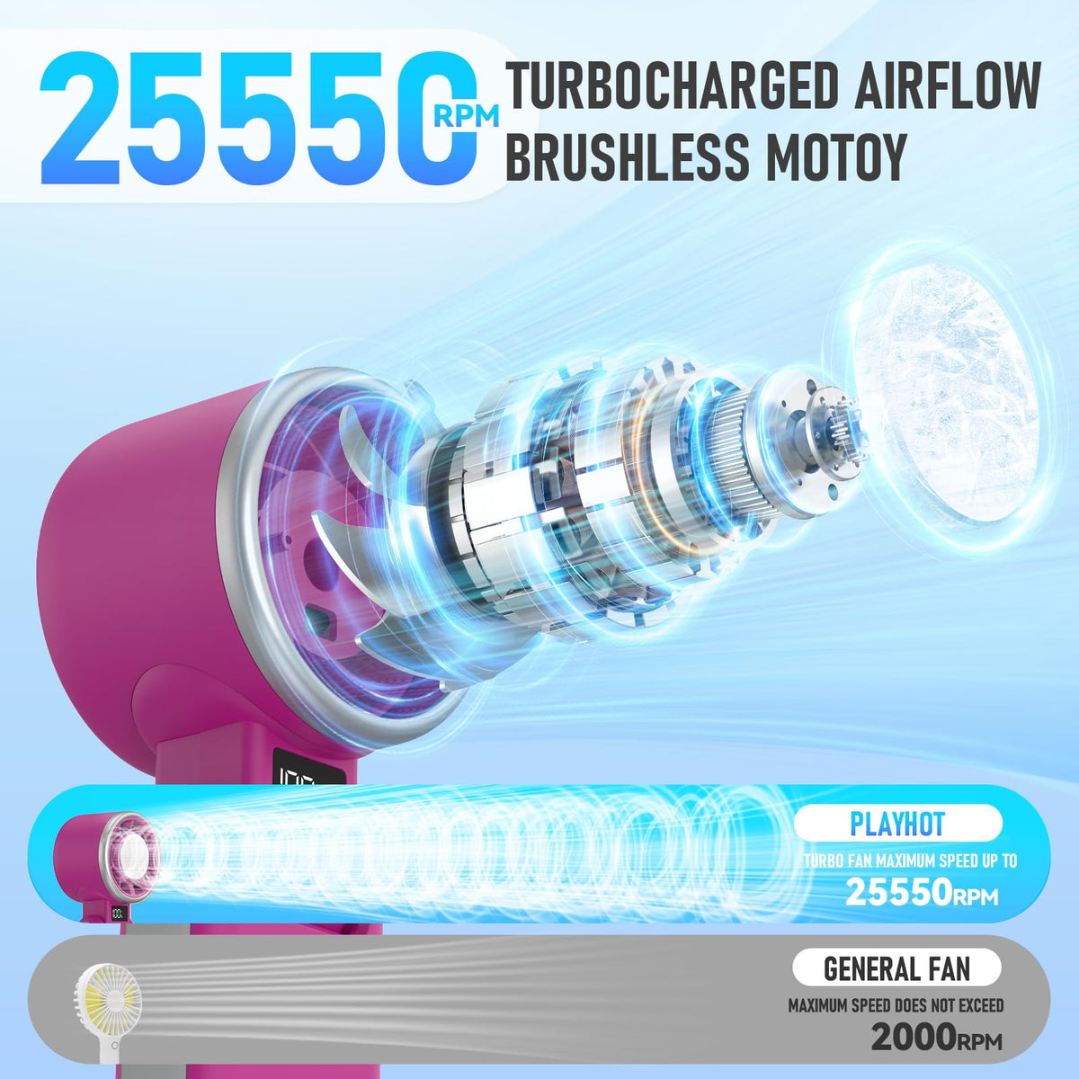 Portable Handheld Cooling Fan (Magenta)