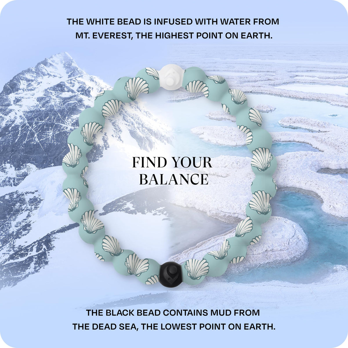 Silicone Beaded Bracelet for Women & Men (Seashell / Extra Large 7.5")