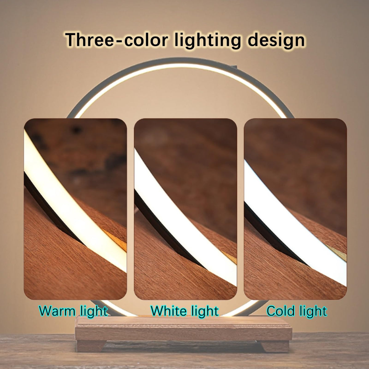 Tabletop Wooden Buddhist Altar Cabinet with LED Lamp Ring (C / 30cm/11.8in)