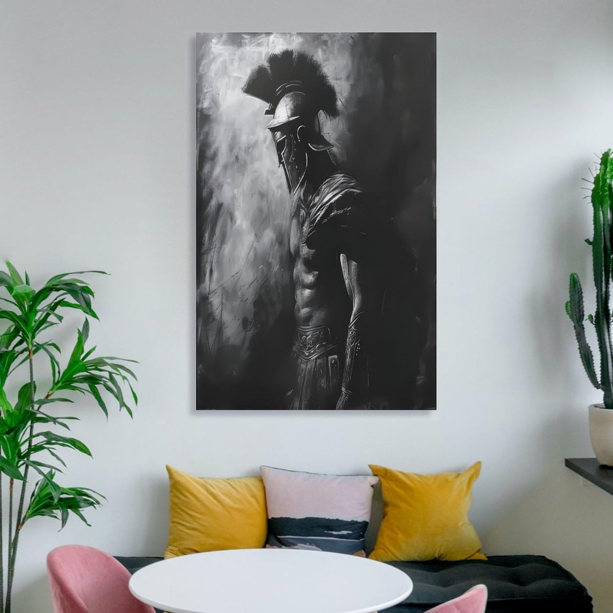 Black White Charcoal Sketch Roman Gladiator Canvas Printing Wall Art Prints Wall Decor Posters Monochrome Warrior Minimalist Scandinavian Bedroom Living Room Office Decor 20x30inch (style-41 / 20x30inch(50x75cm) Unframe)