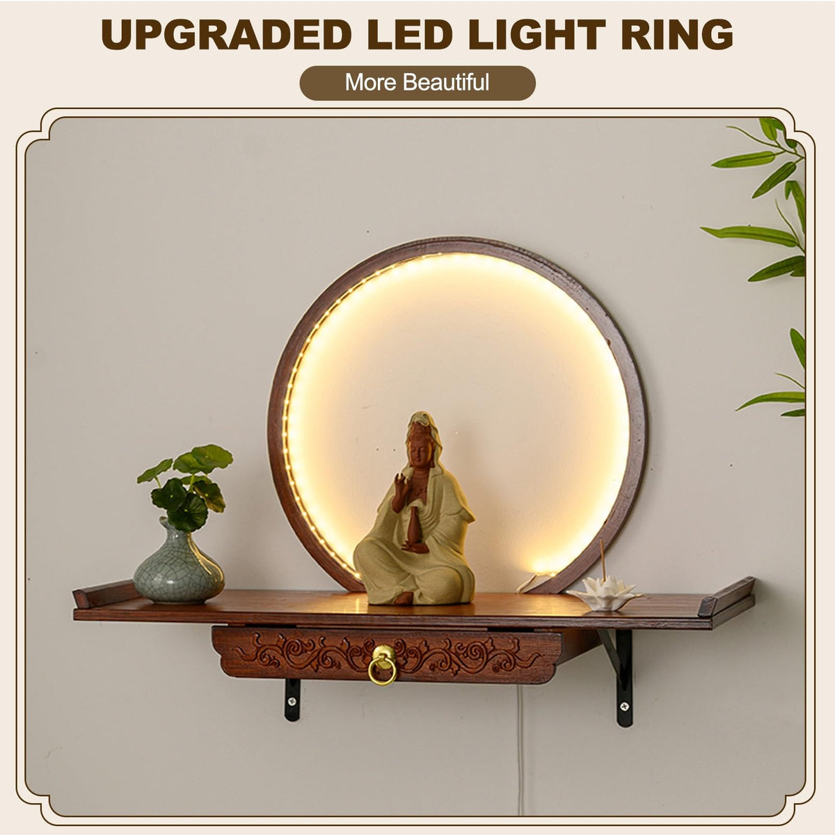 Wall Mounted Personal Shrine Altar Table (Brown / 50cm/19.7in)