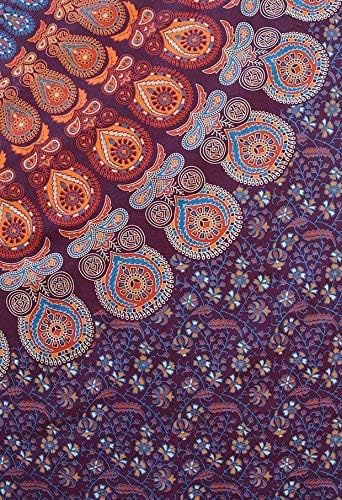 Tapestry Wall Hanging Hippie Mandala Bohemian Hippy Psychedelic Design Indian Peacock Meditation Gypsy Tapestries Bedspread 54 x 60 Inches (60"L x 54"W / Maroon)