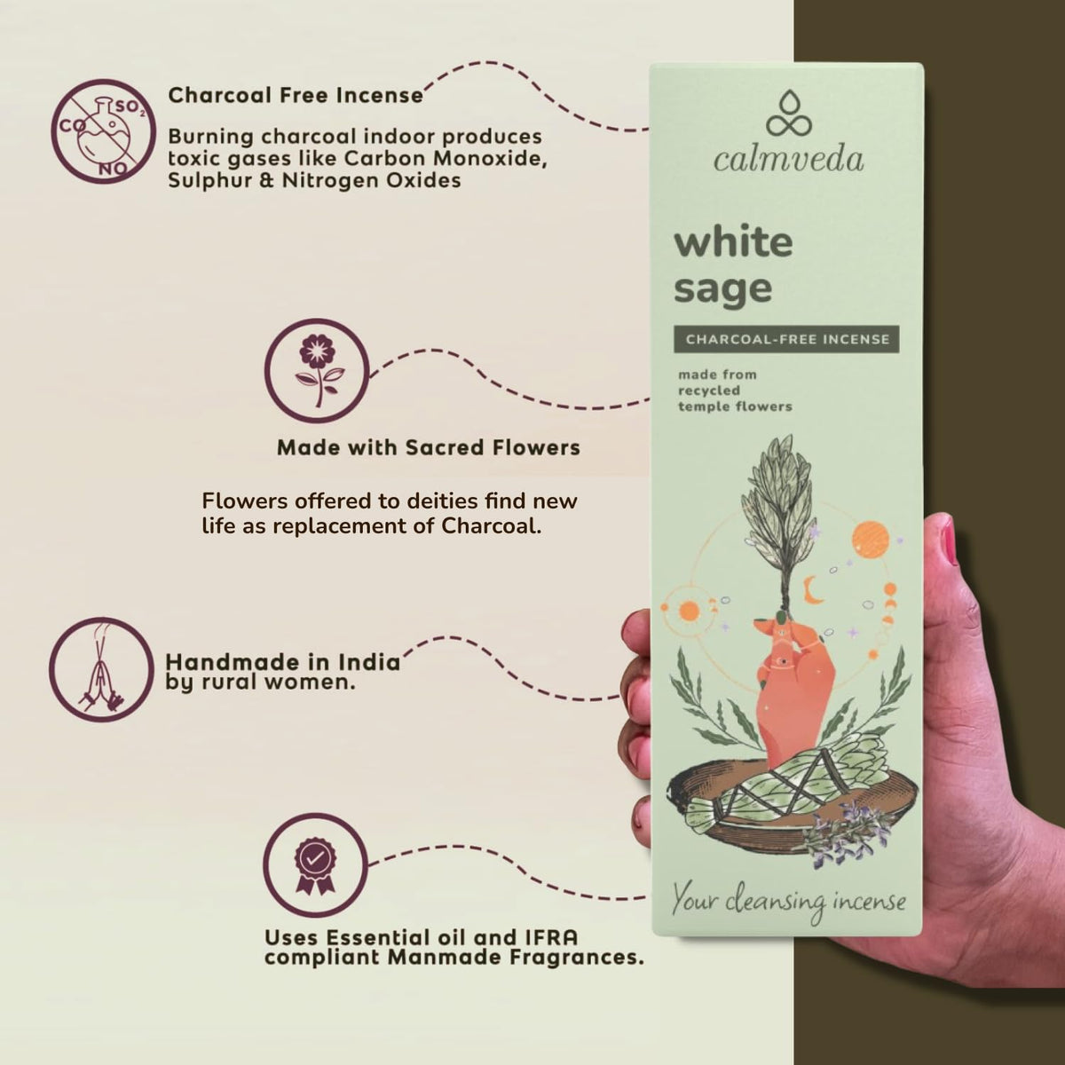 White Sage Incense Sticks for Cleansing Negative Energy