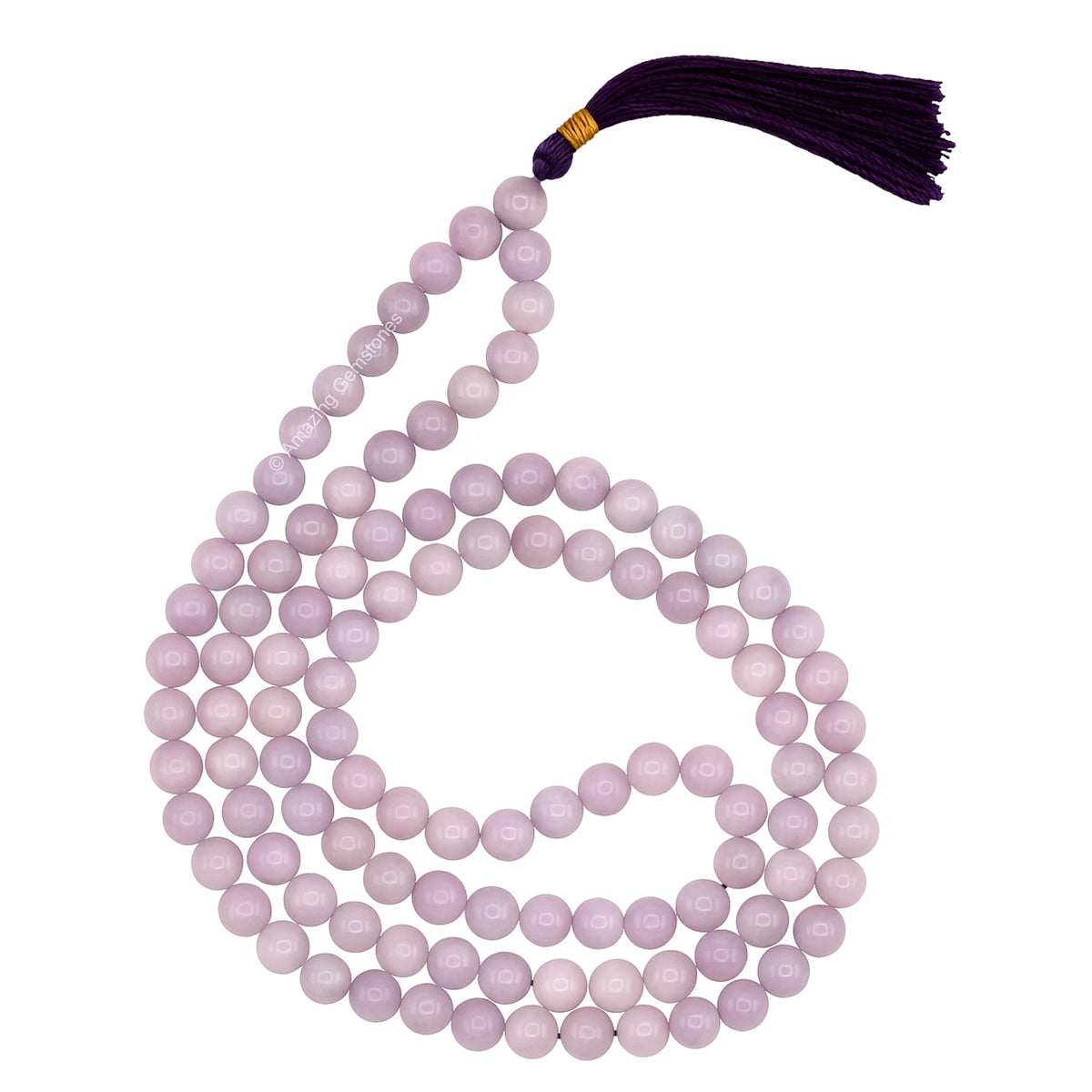 Pink Kunzite Buddhist Prayer Beads Japa Mala with 108 Meditation Beads (Without Knots / Pink Kunzite)