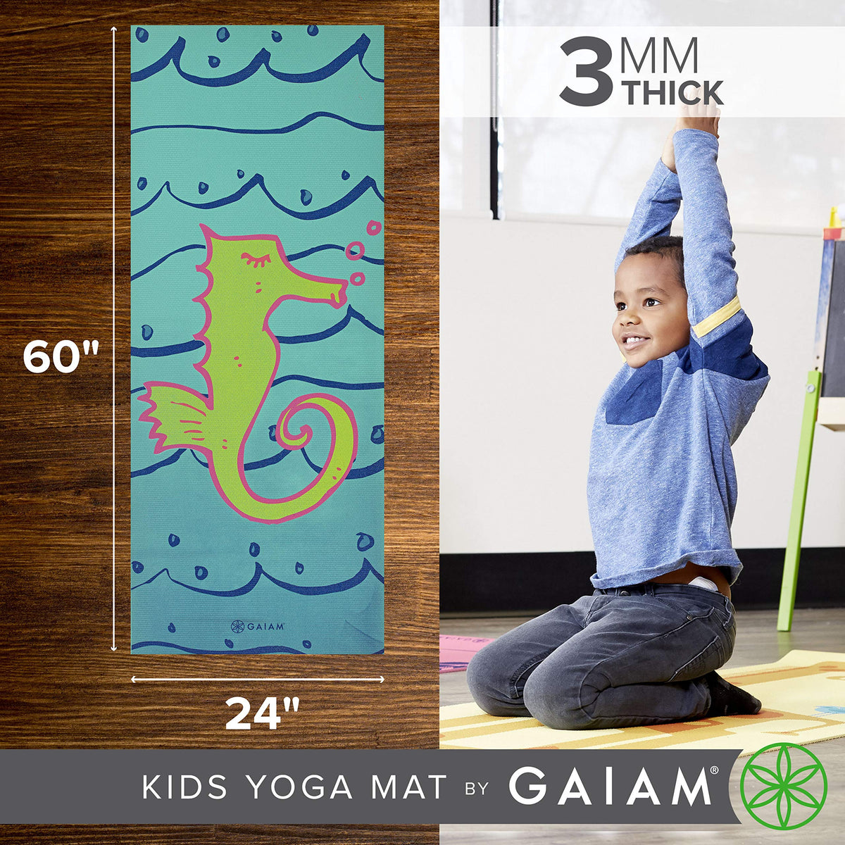 Kids Yoga Mat Exercise Mat (Seahorse)