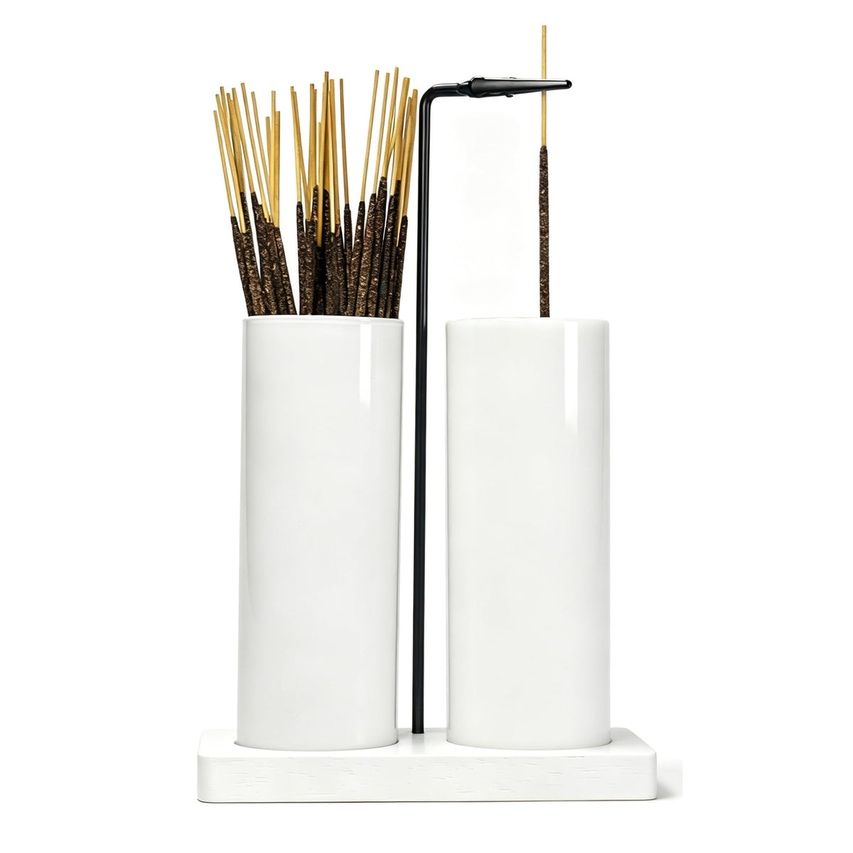 2 in 1 Incense Holder for Sticks (All White / 2 tall glass)