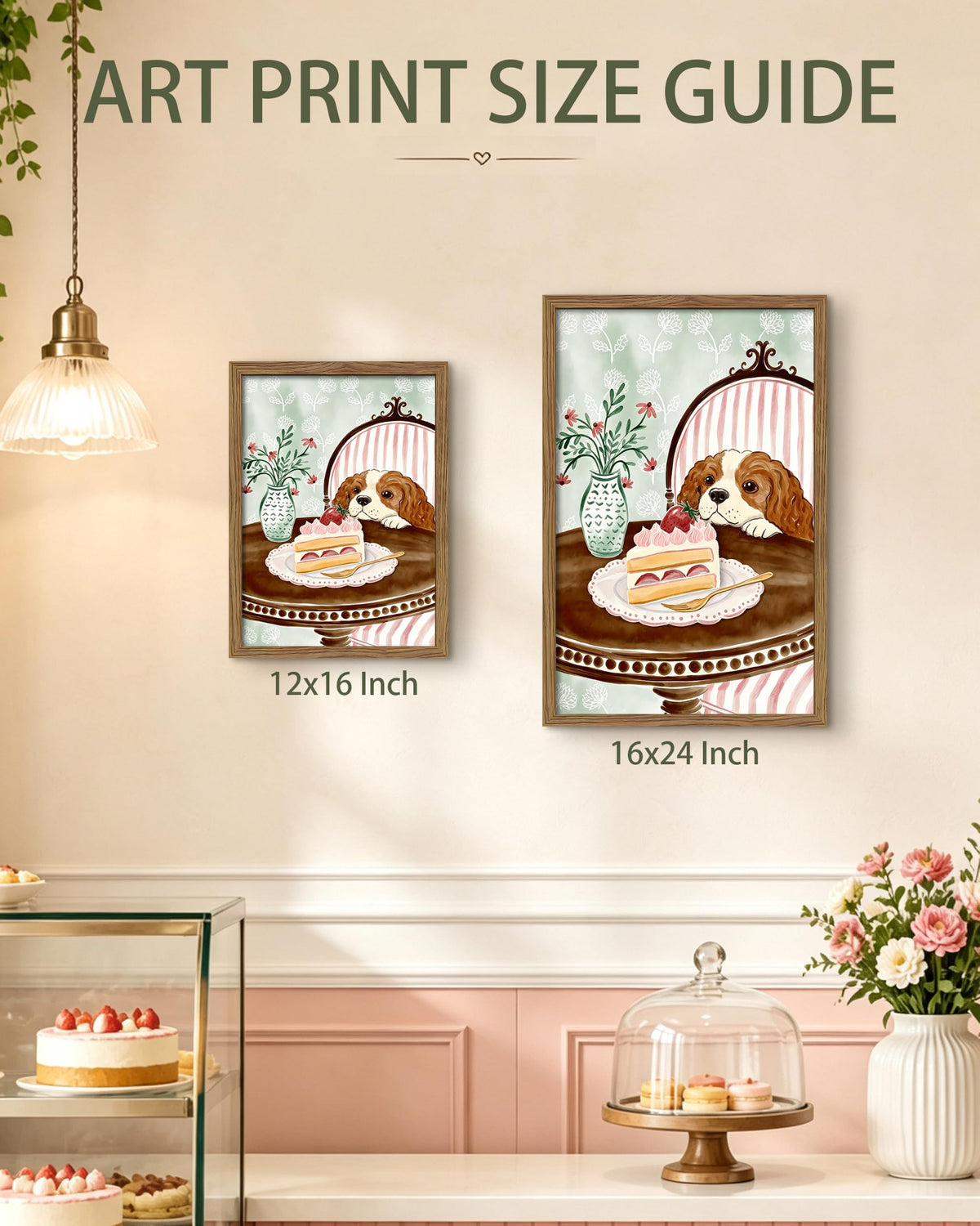 Cute Cavalier King Charles Spaniel Framed Canvas Wall Art (A-Dog / 16"L x 12"W)