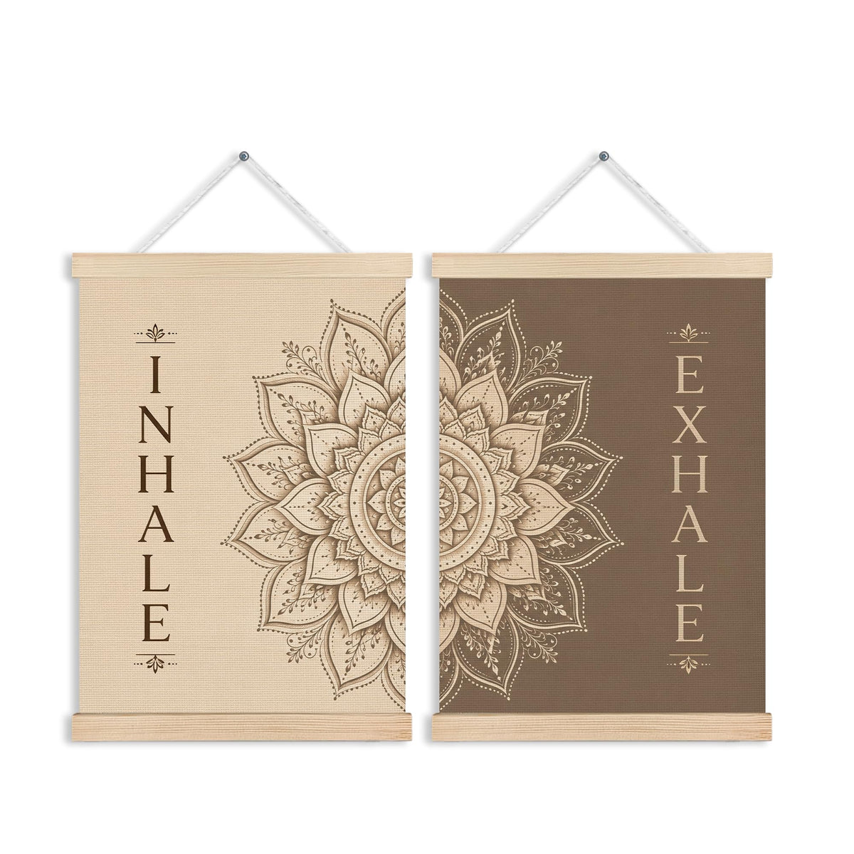 Mandala Inhale Exhale Yoga Wall Art Hanging Poster 2 Pack 12x16 (Inhale)