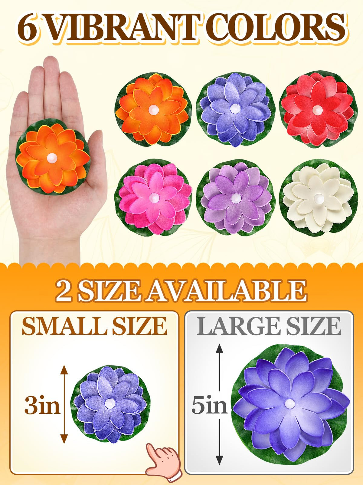 6pcs 3in Diwali Decorations Lotus Light (3 in)