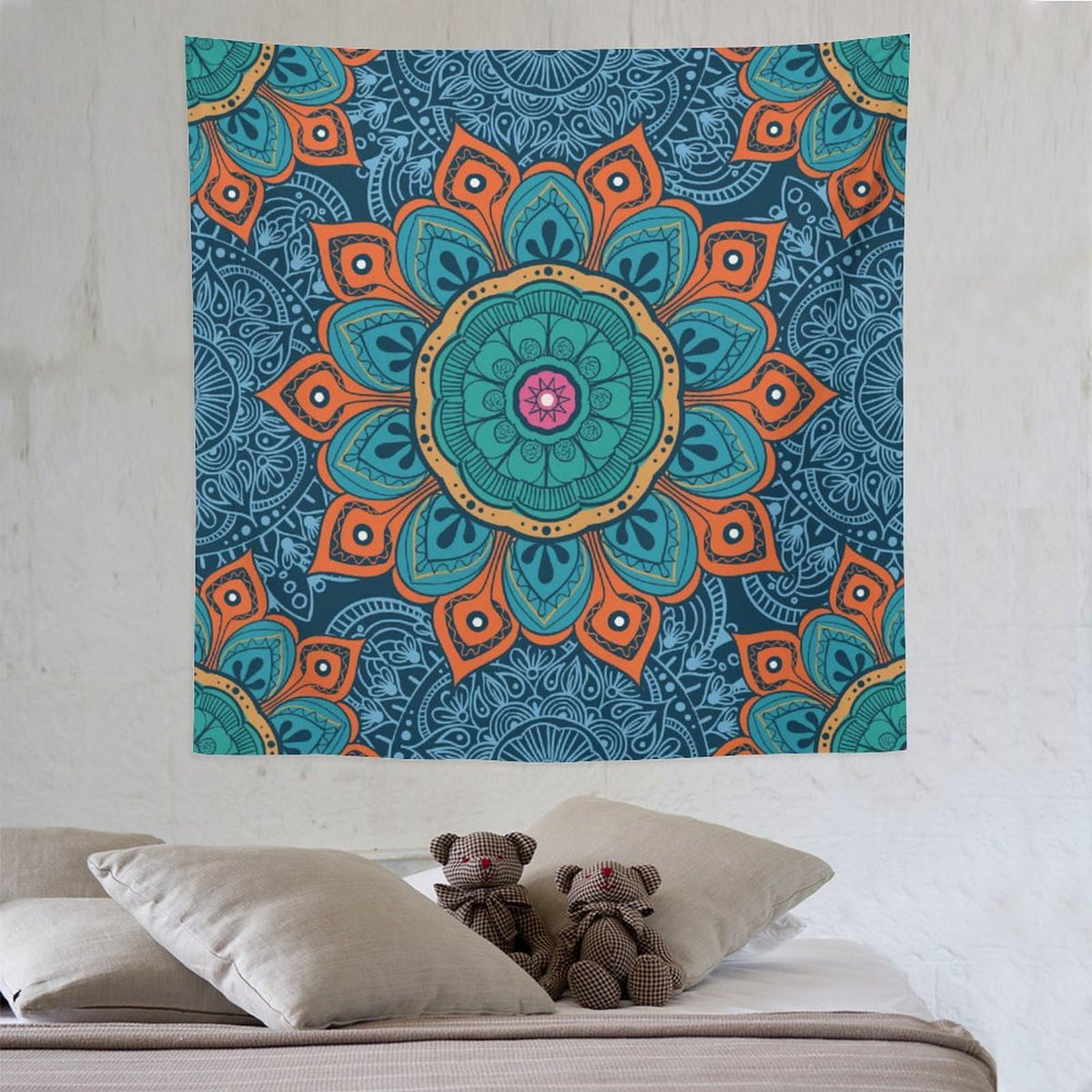 Abstract Mandala Tapestry Wall Hanging Indian Hippie Bohemian Art Floral Texture Pattern Tapestries Home Decor for Living Room Bedroom Kitchen Dorm 60"x60" (60"L x 60"W / Mandala-13)