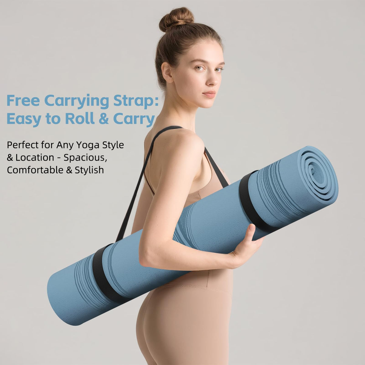 Large 76"x40"x0.4" Yoga Mat (Blue Grey)