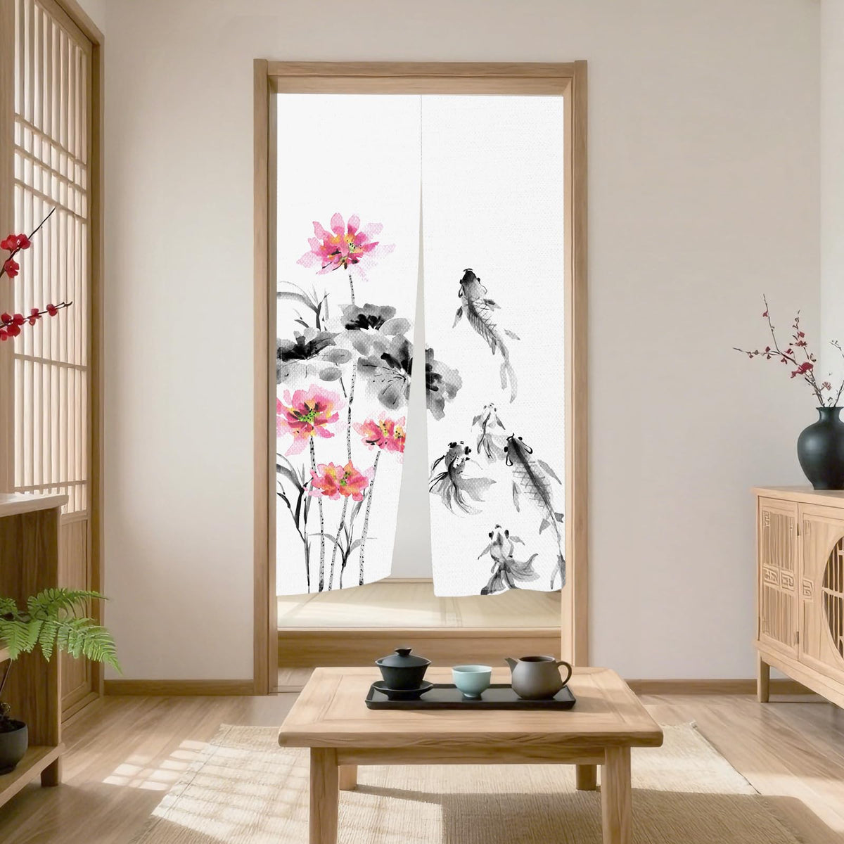 Japanese Noren Doorway Curtain (White01)