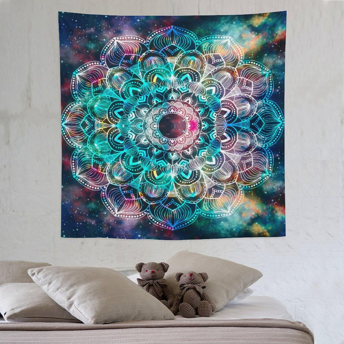 Mandala Tapestry Wall Hanging Colorful Bohemian Boho Galaxy Tapestries Home Decor for Living Room Bedroom Apartment Farmhouse Dorm 60"x60" (60"L x 60"W / Mandala-16)