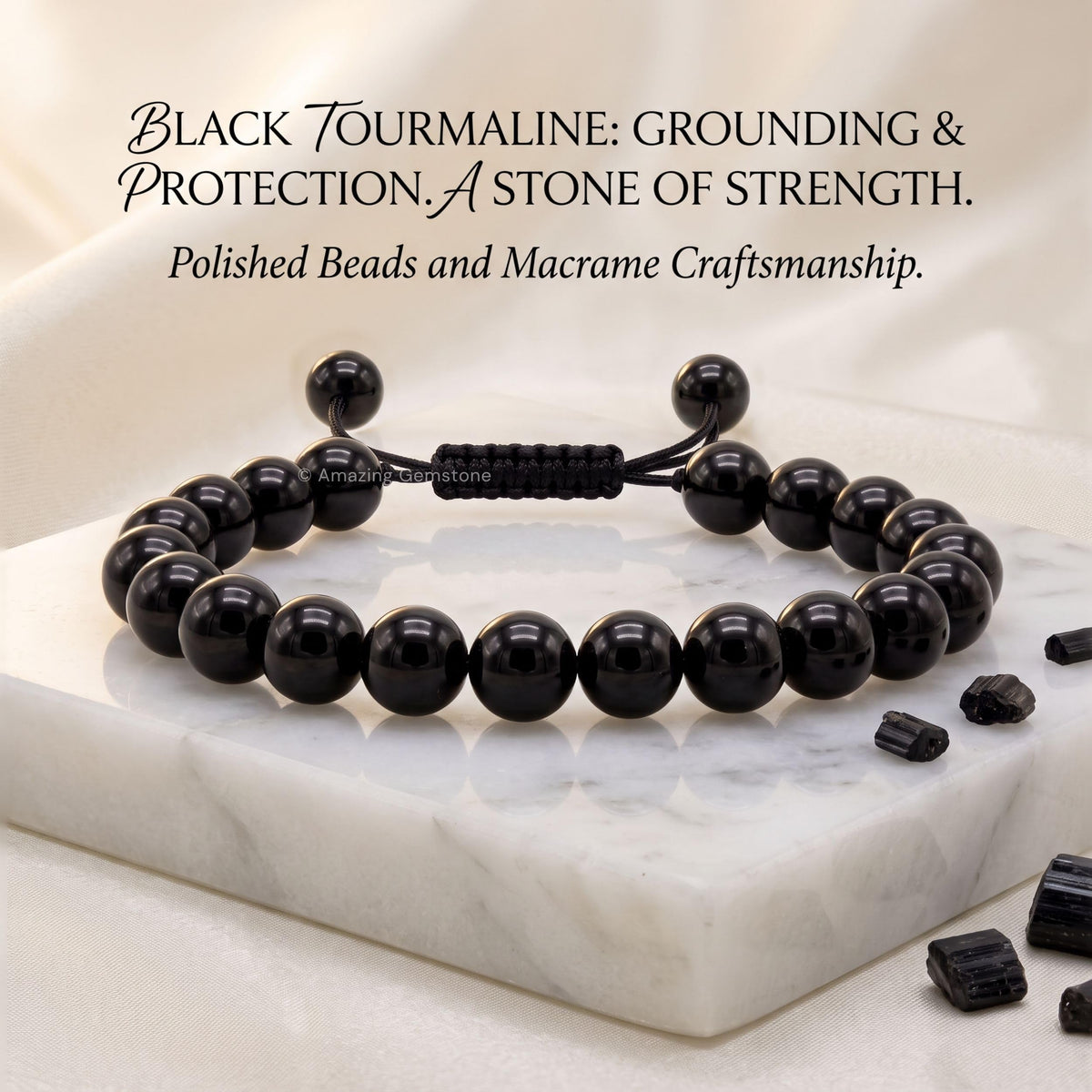 Black Tourmaline Bracelet for Women Men's Gifts (Black Tourmaline)