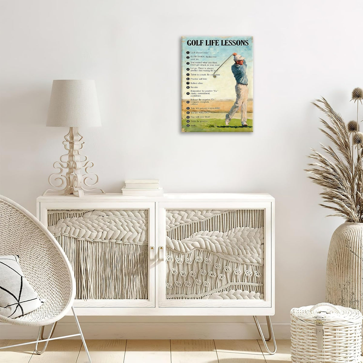 Golf Canvas Wall Art Inspirational Sports Painting Framed ArtWork 12"x16" (Golf / 16"L x 12"W)