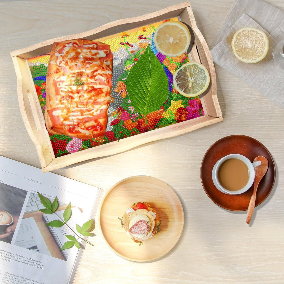 5D Diamond Art Kits for Adults Wooden Serving Tray with Handle (Bird Small)