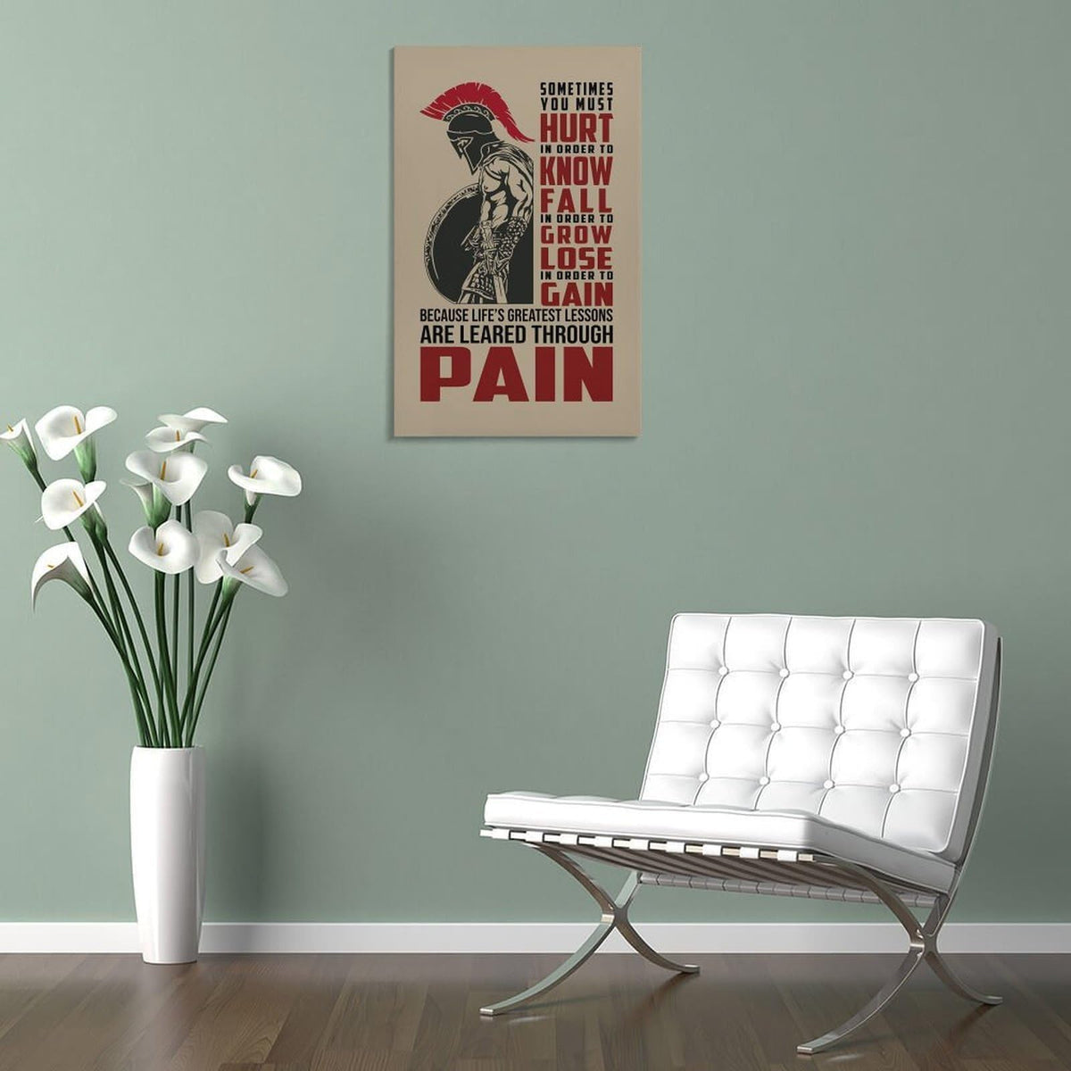 Spartan Motivation Quote Spartan Warrior Canvas Printing Wall Art Prints Wall Decor Posters Pain Lessons Typography Red Black Stoic Gym Office Living Room Bedroom Decor 20x30inch (style-23 / 20x30inch(50x75cm) Frame)