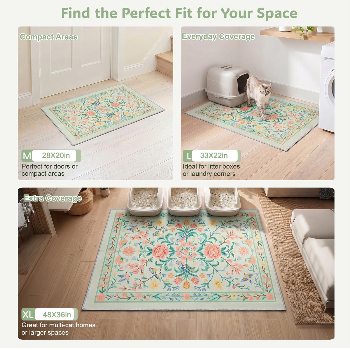 Cat Litter Mat (Pastel Green / L(33x22in))