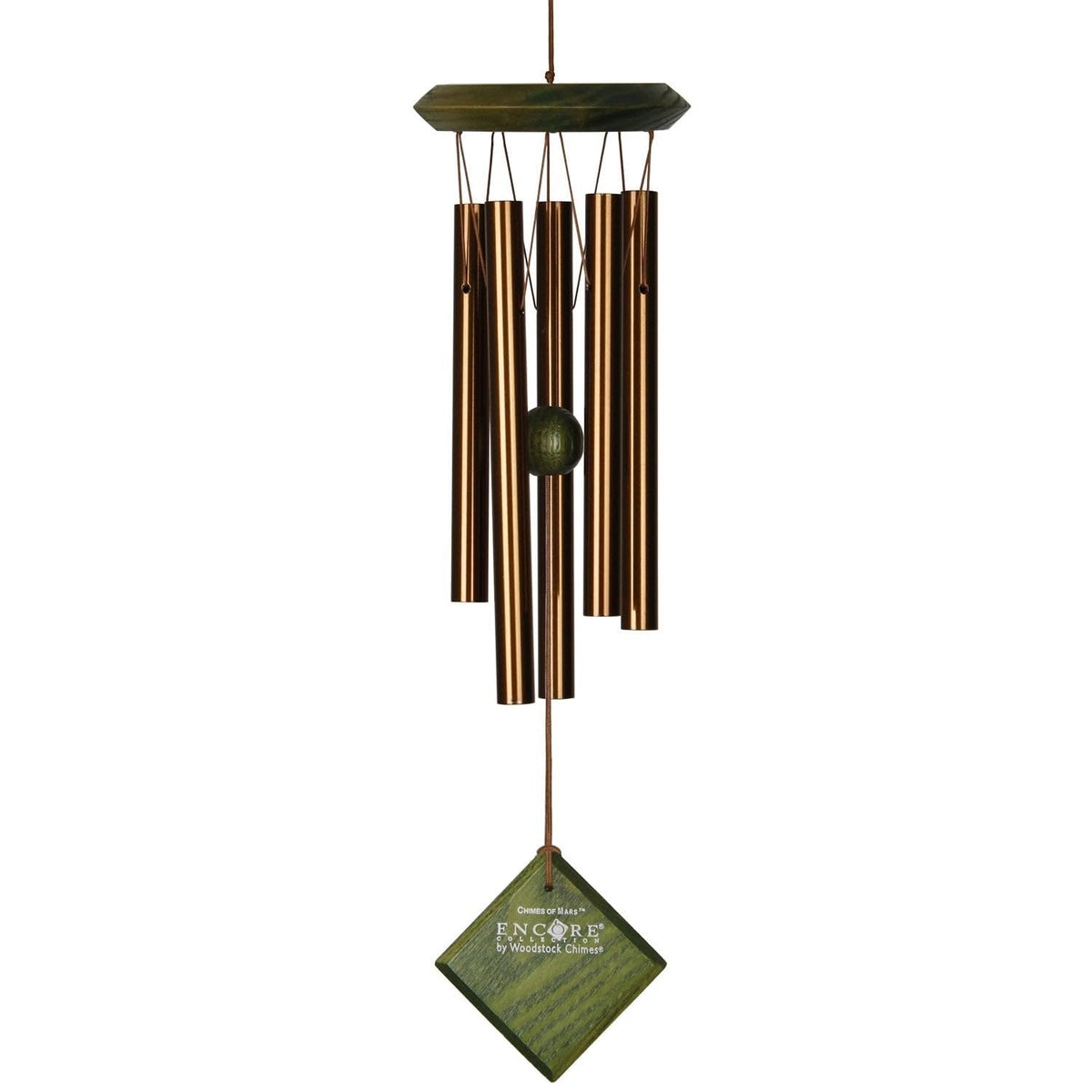 Woodstock Wind Chimes of Mars Wind Chimes for Outside 17" Green Small Light Sound Wind Chime Décor for Outdoor Garden (Green Wash)