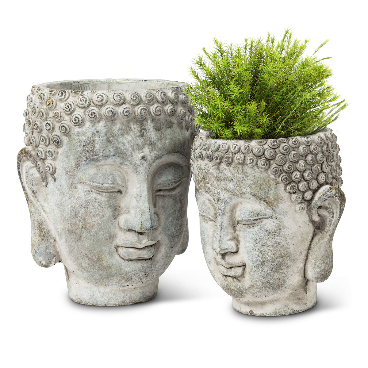 27-DHARMA/350 SM Small Buddha Head Planter, Grey (5.5" H) (Small (5.5 Inch))