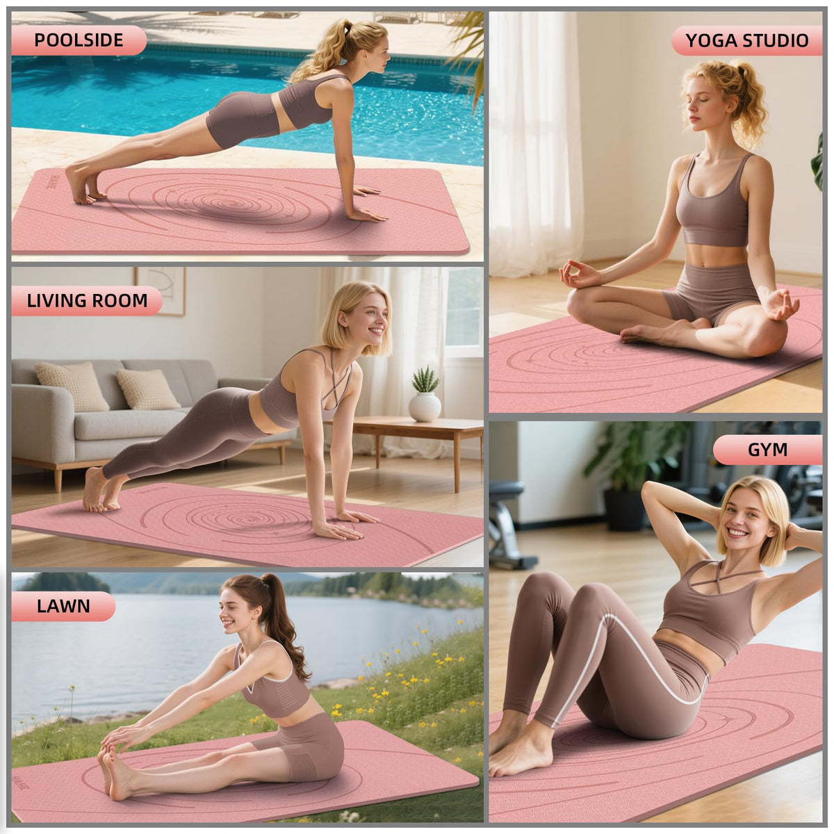 Large Yoga Mat Thick (Peach pink)