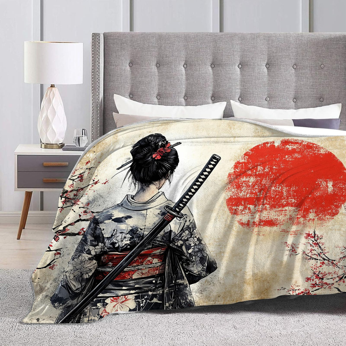 Japanese Geisha Throw Blanket (50"x60" / Japanese Samurai)