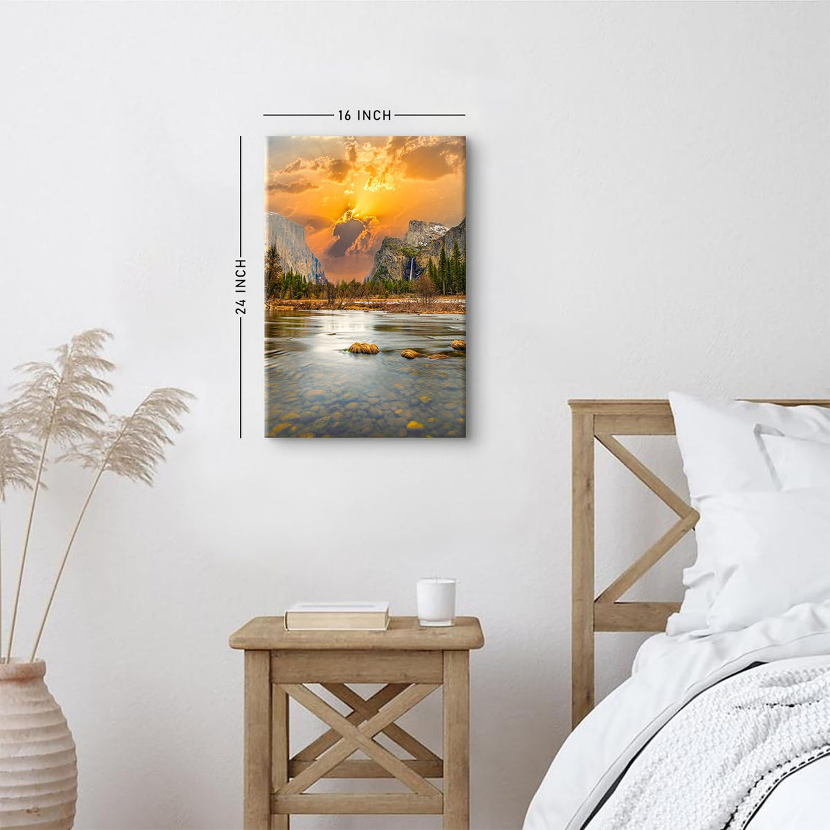Forest Wall Art Mountain Pictures Wall Decor Sunset American National Park Posters California Landscape Pictures Nature Kings Canyon Lake Artwork for Bathroom Bedroom Home Decorations 16x24" (24"L x 16"W / Yosemite)